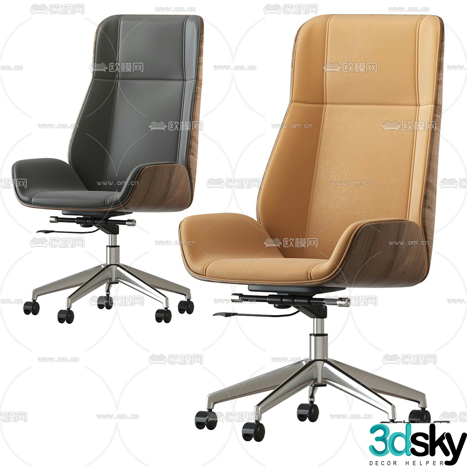 Leather office chair executive chair boss chair 3d model