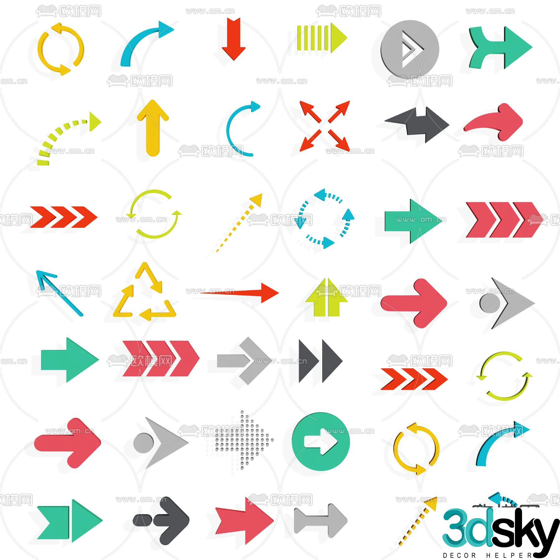 arrow sign icon direction sign direction head 3d model