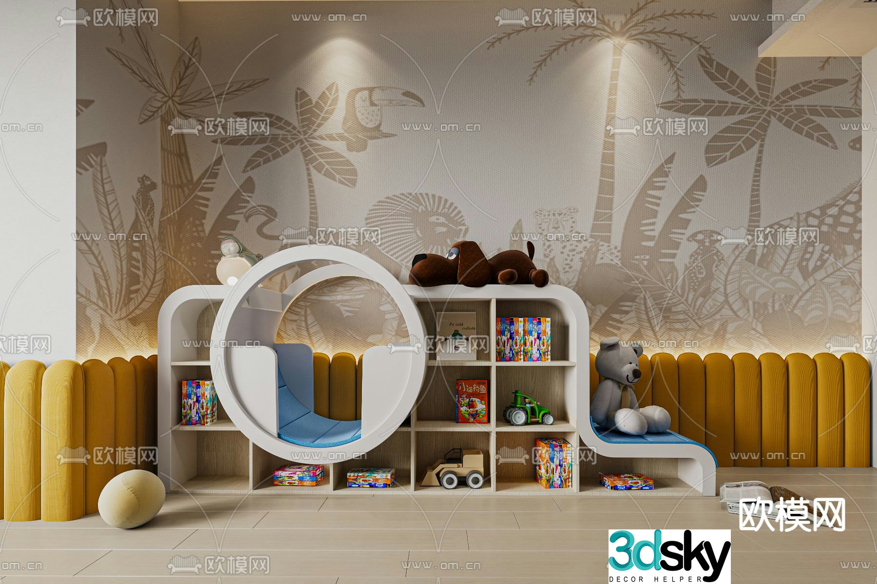 Children’s bookcase storage cabinet 3d model