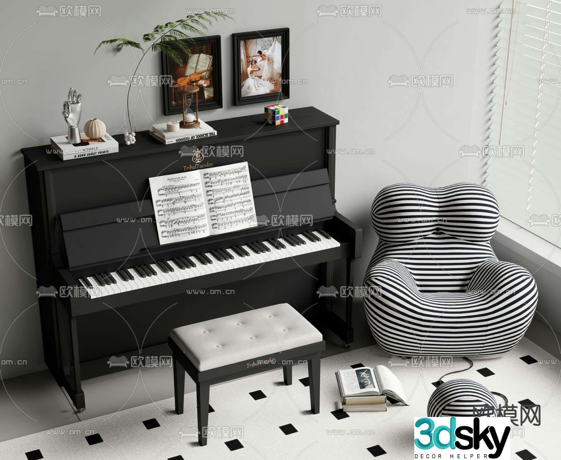 piano electronic keyboard 3d model