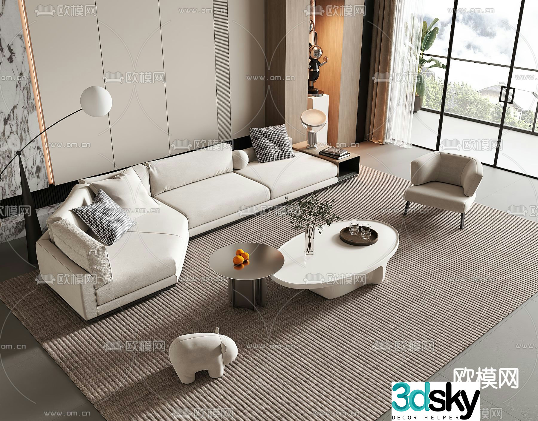 Modern sectional sofa 3d model