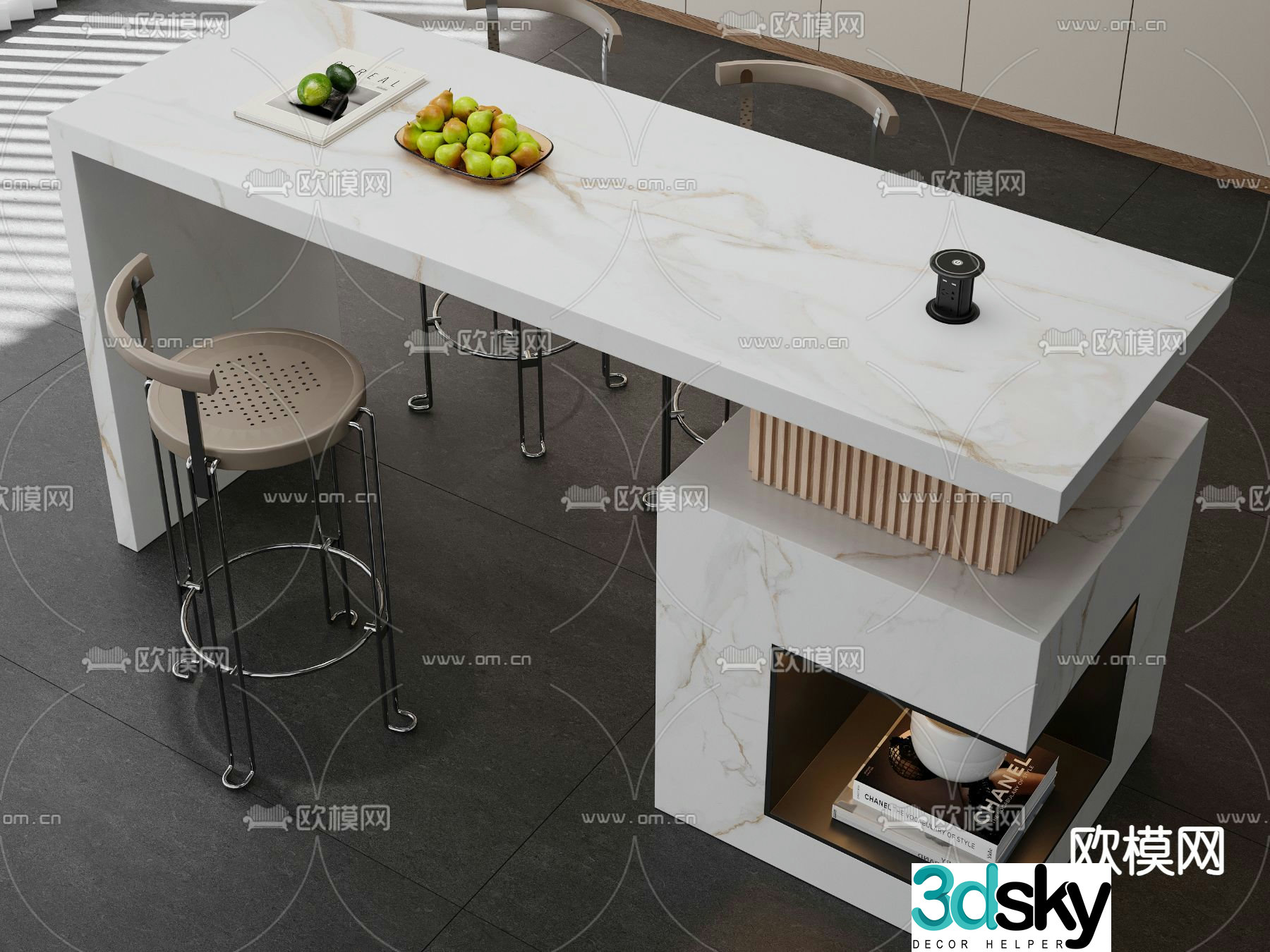 Modern bar bar chair 3d model