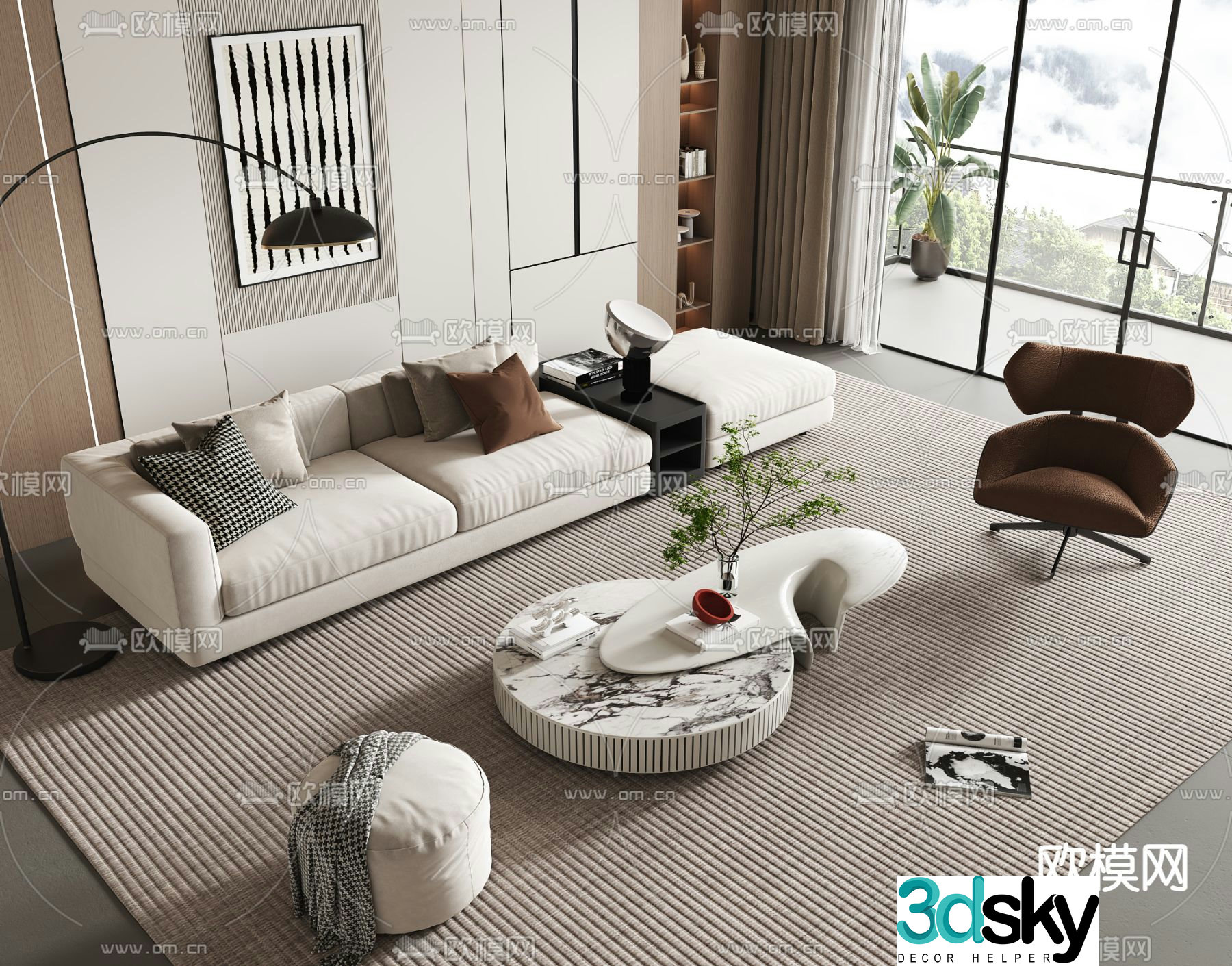 Modern sectional sofa 3d model