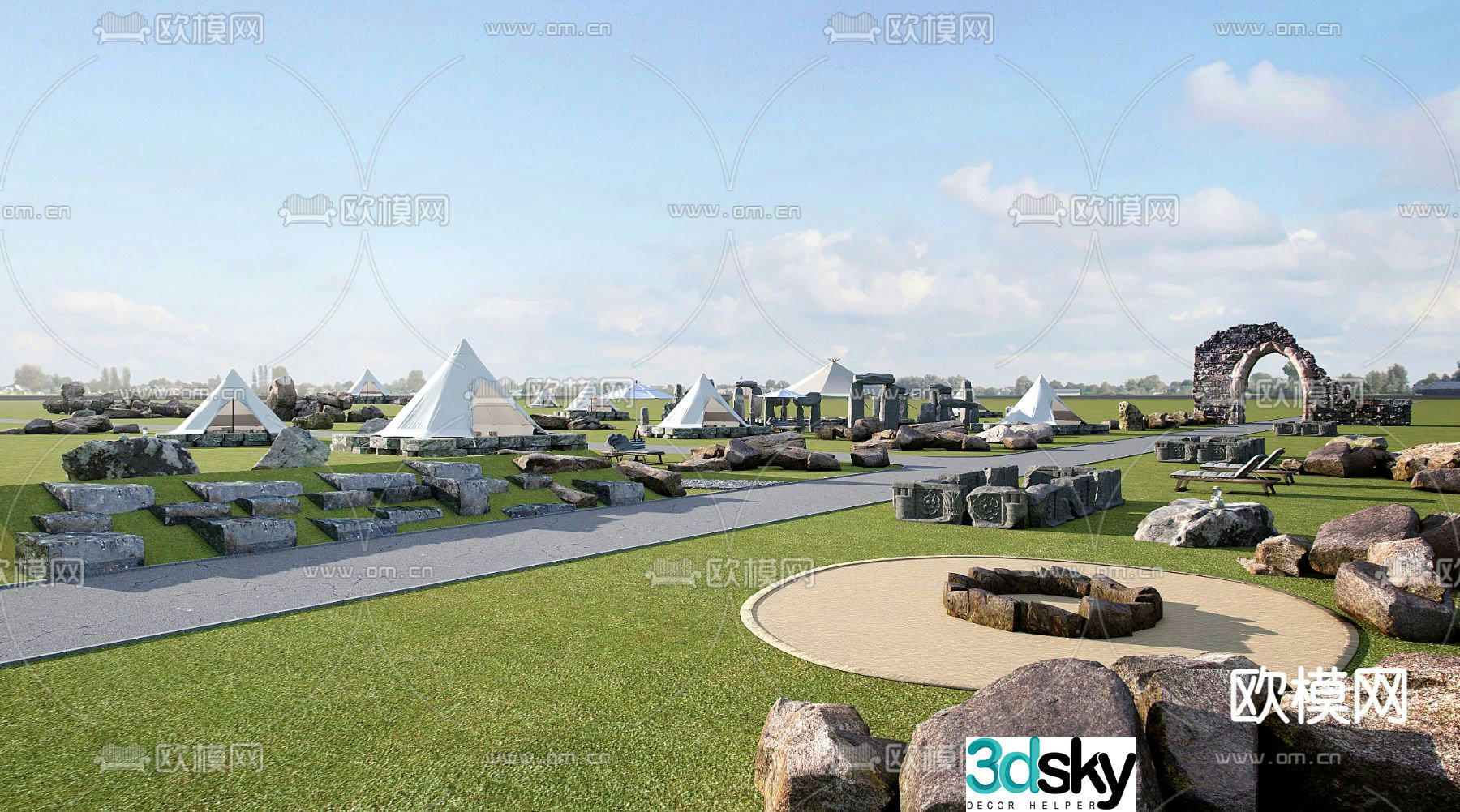 garden landscape outdoor camping resort 3d model