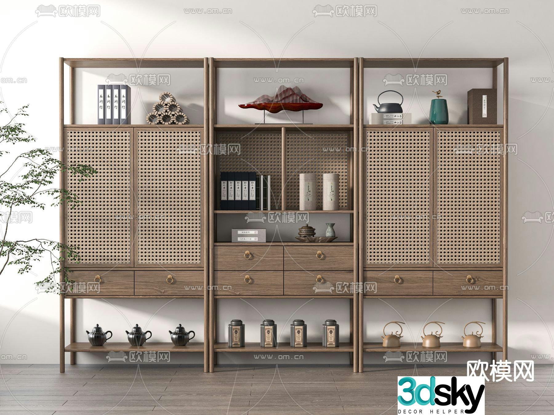 Bogu rack tea cabinet new Chinese style display cabinet 3D model