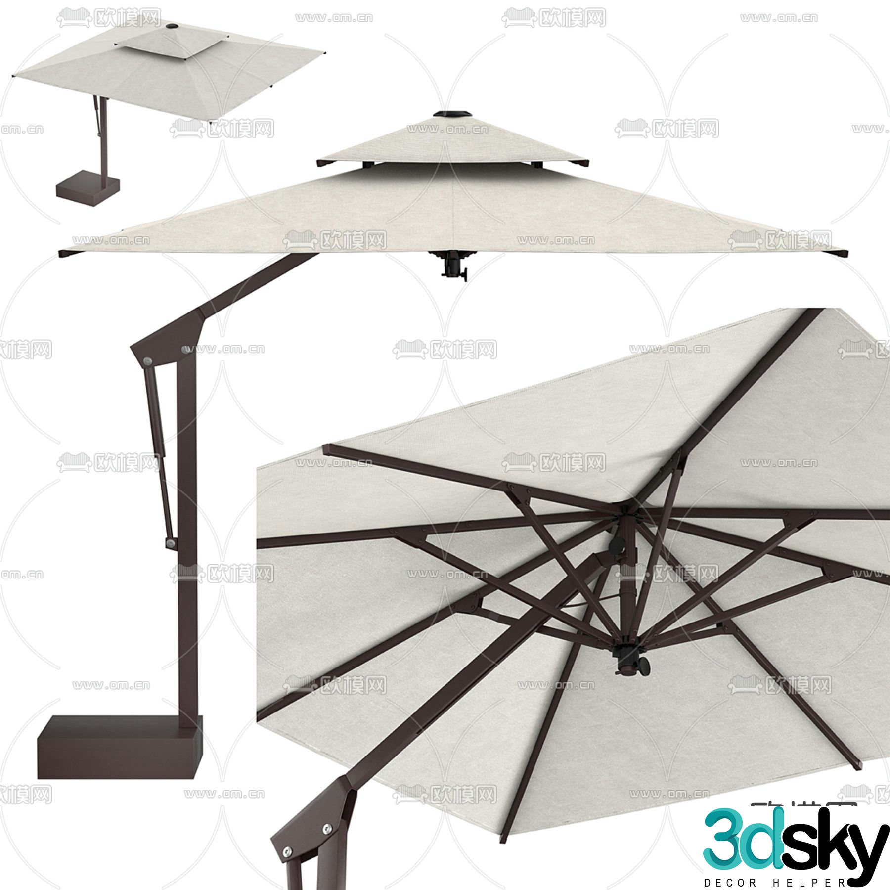 Cantilever umbrella parasol 3d model