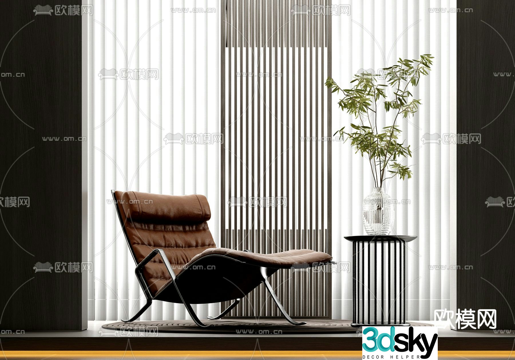 Light luxury chair leisure chair recliner 3d model