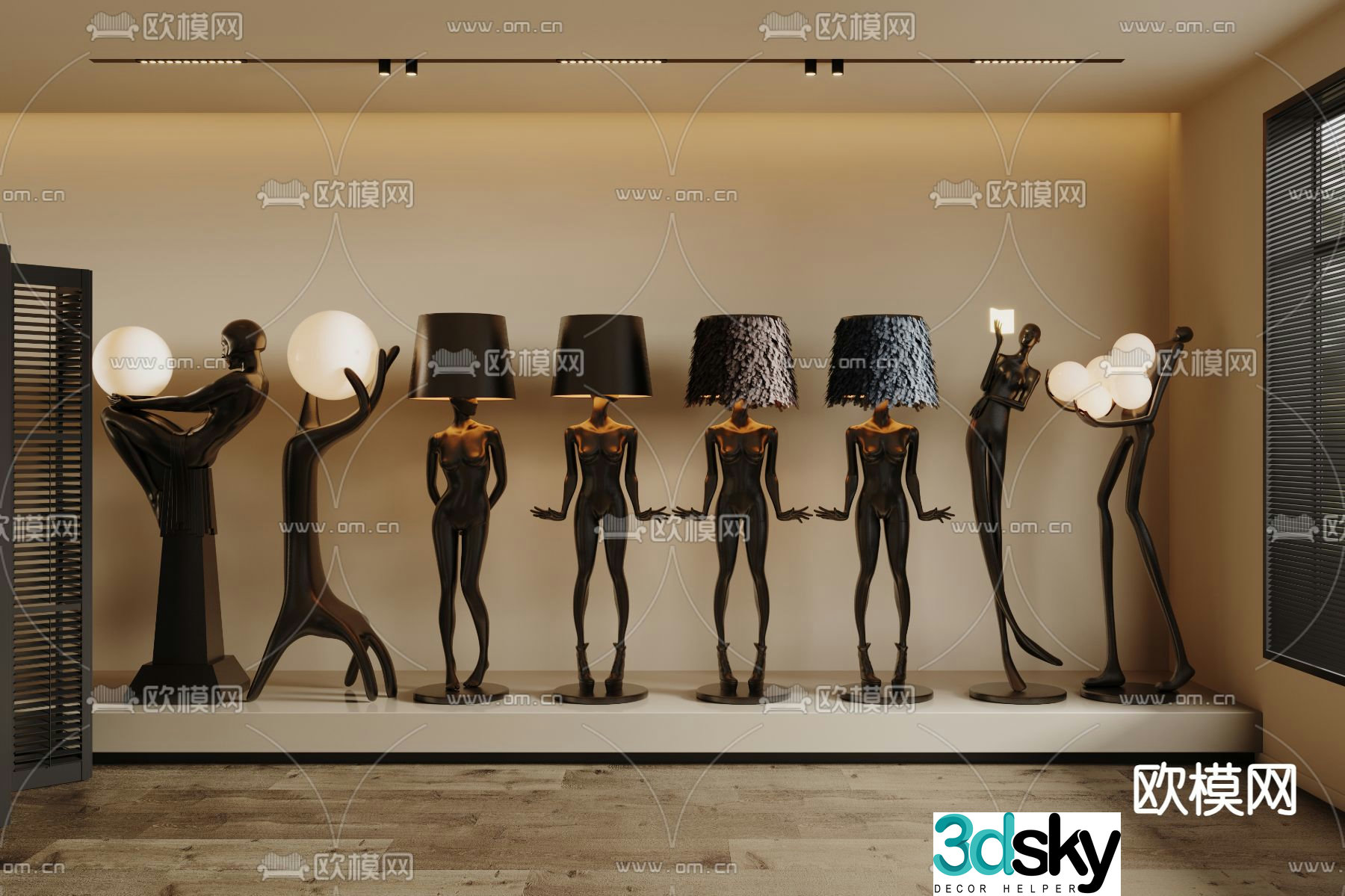 Human body floor lamp sculpture floor lamp 3d model