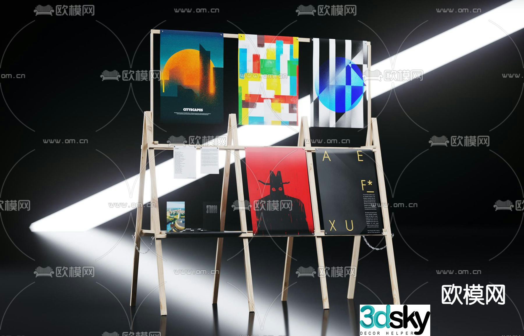 Easel hanging painting board 3d model