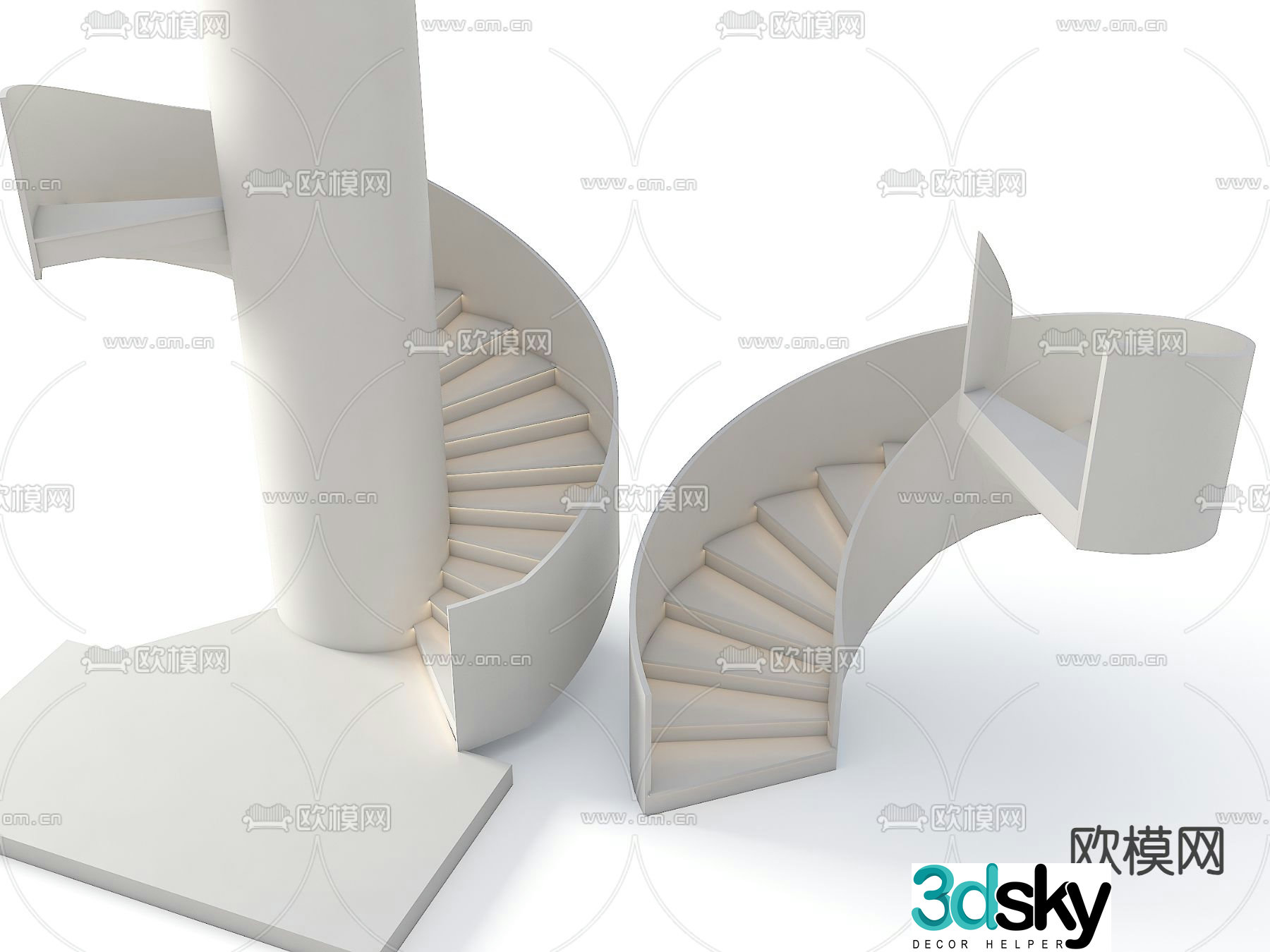 Handrail Stairs Rotary Stairs 3D Model