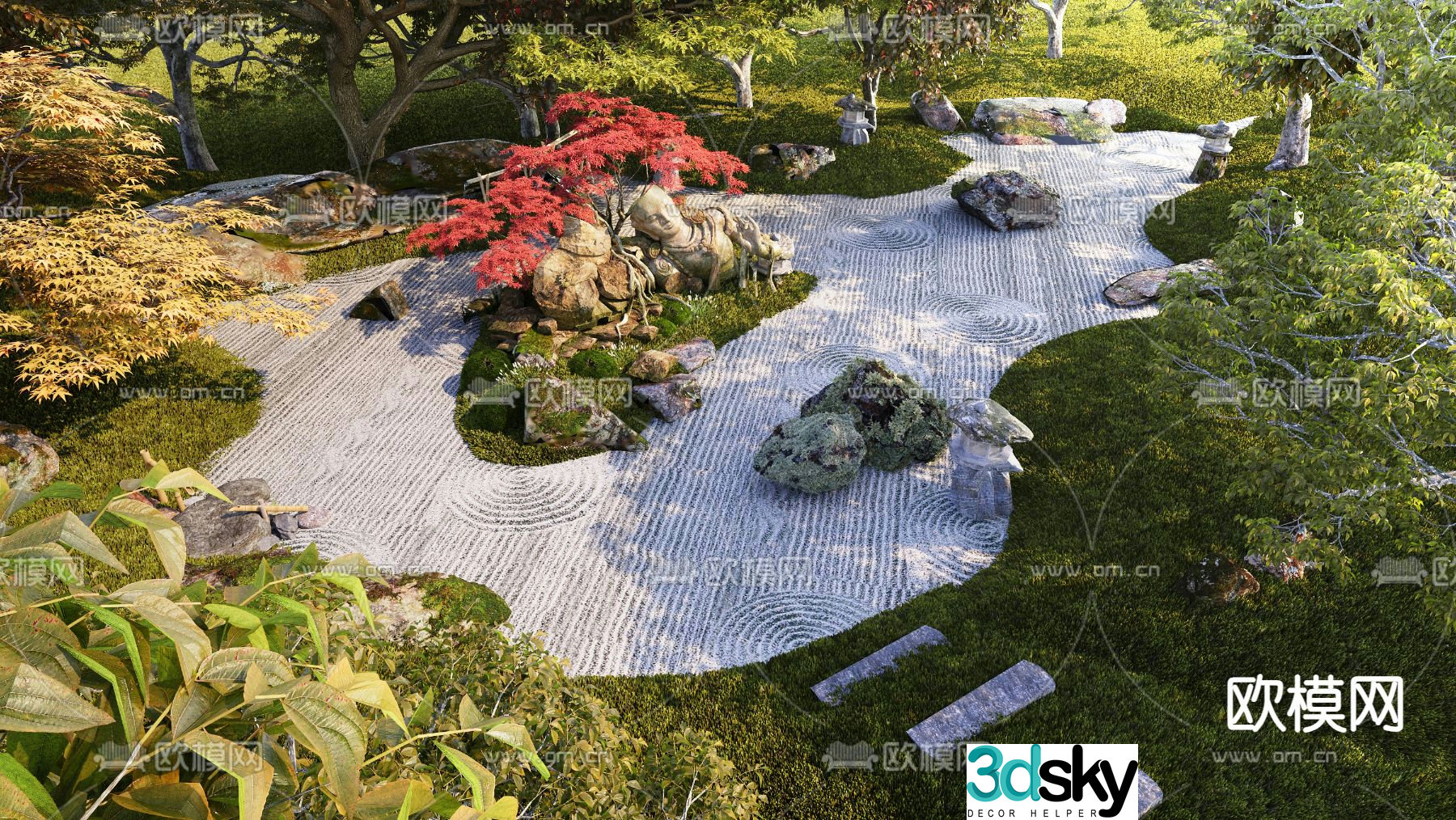 Courtyard Landscape Dry Landscape 3D Model