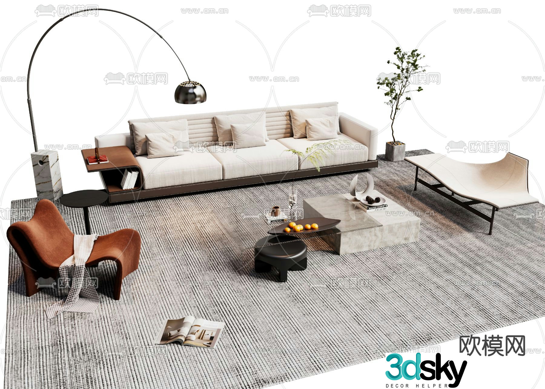 Modern sectional sofa 3d model