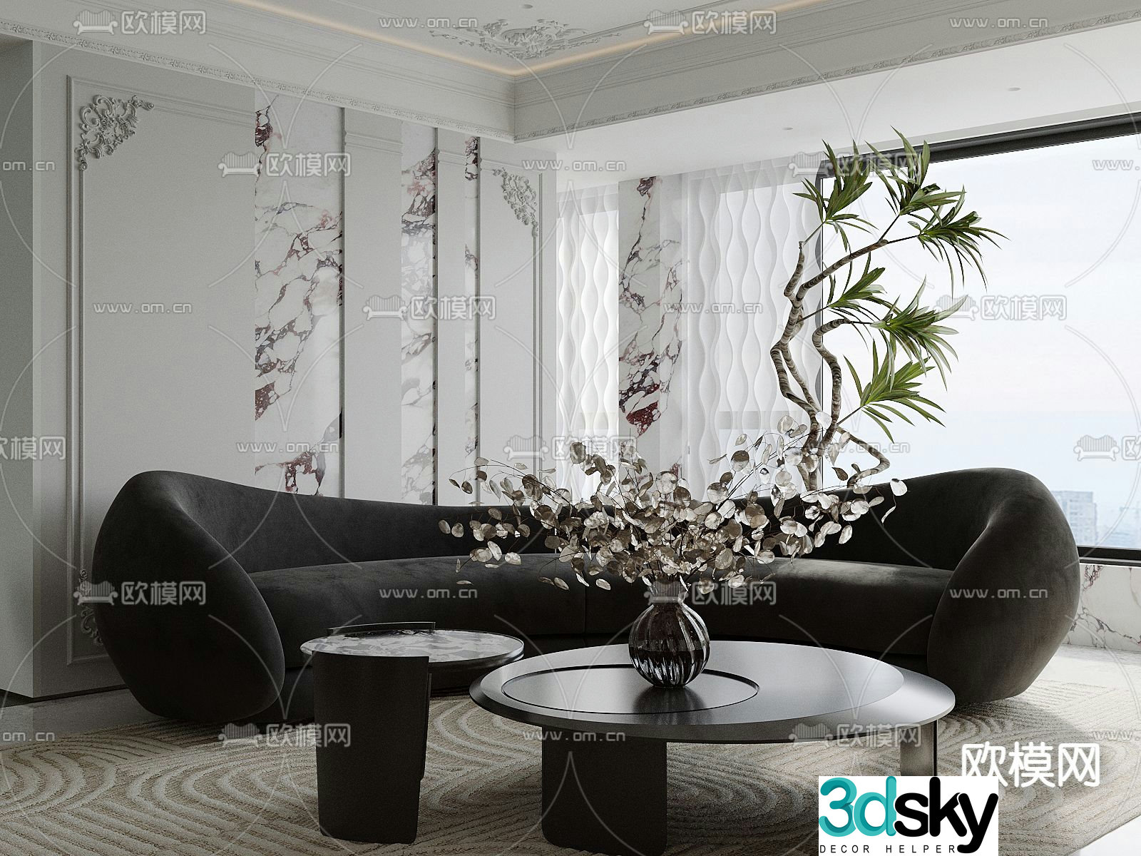 Special shaped sofa curved sofa 3d model