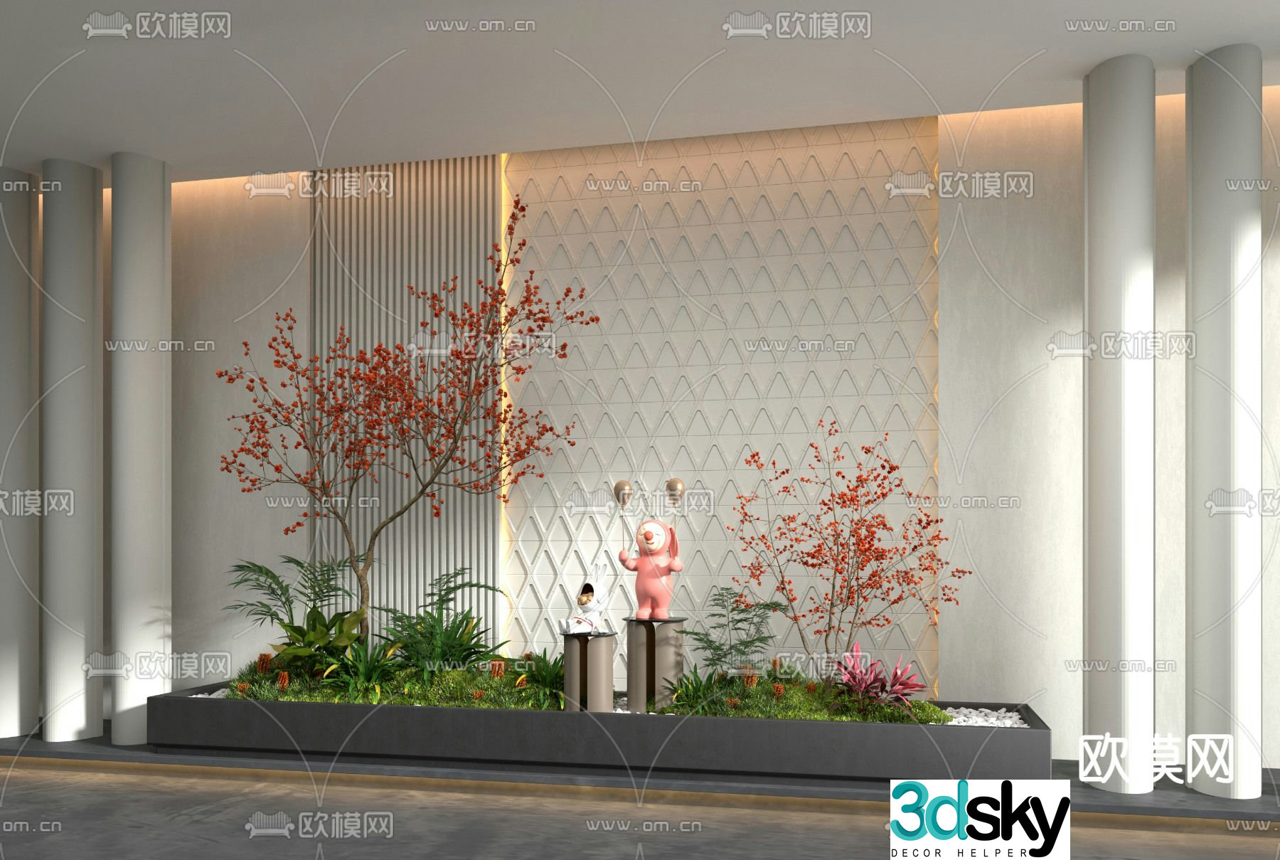 Indoor landscaping plant pile 3d model