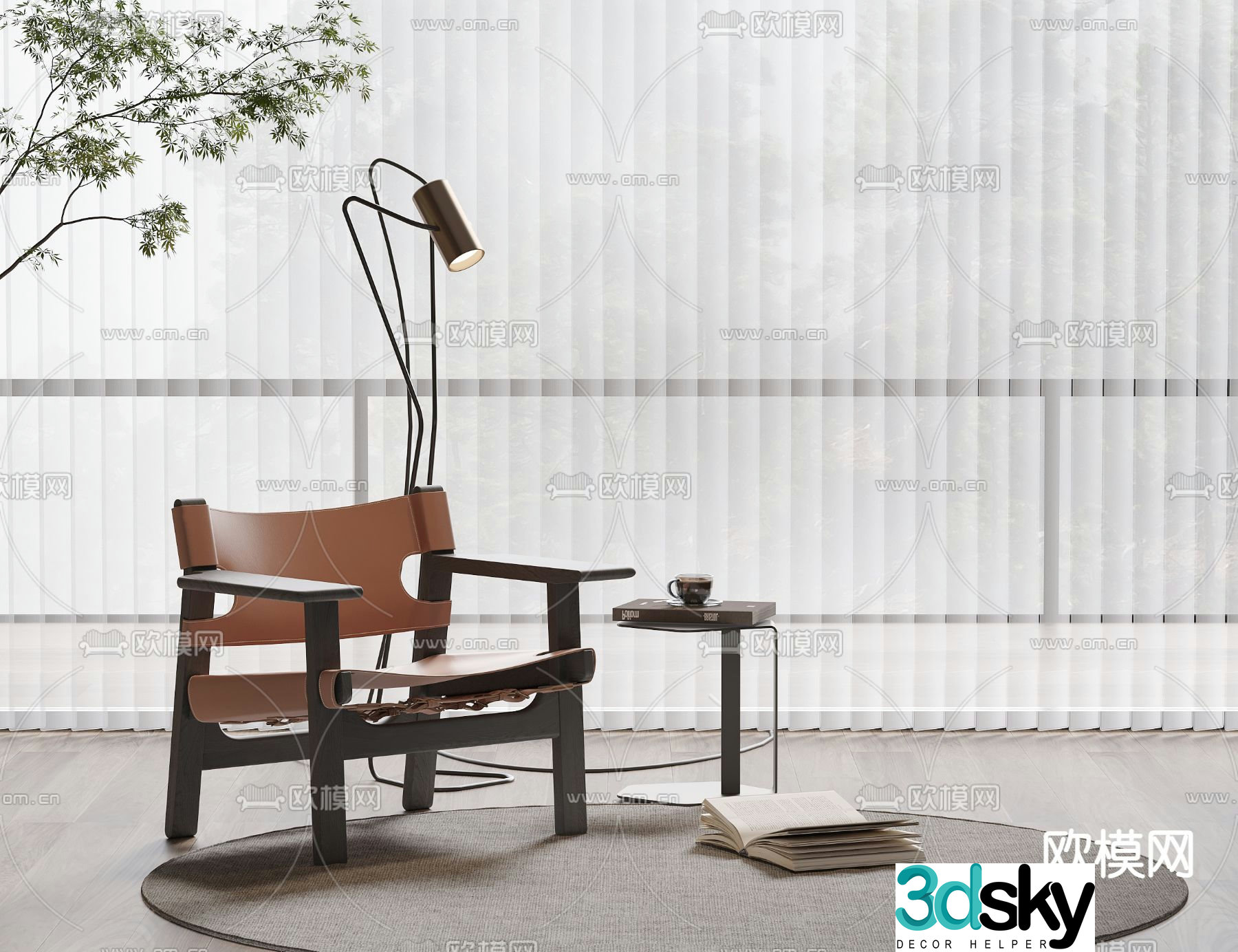 Wabi-sabi chair leisure chair 3d model