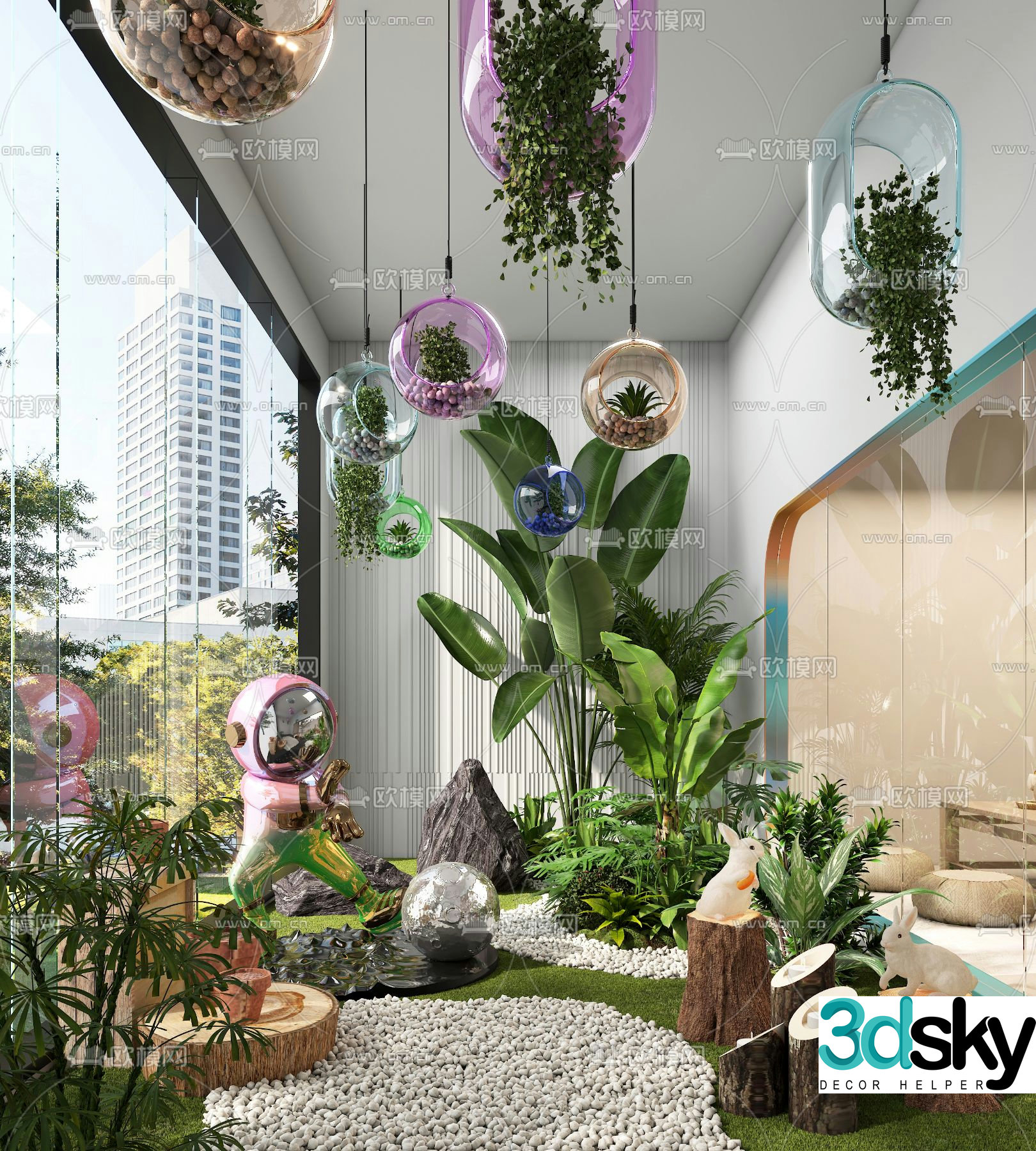 Indoor landscaping plant pile 3d model