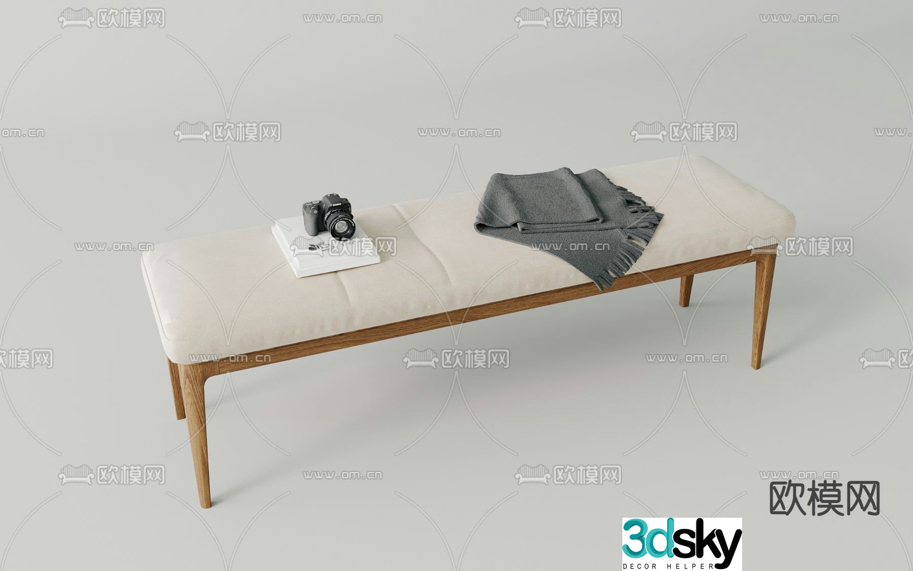 Shoe changing stool bed end stool footrest 3D model
