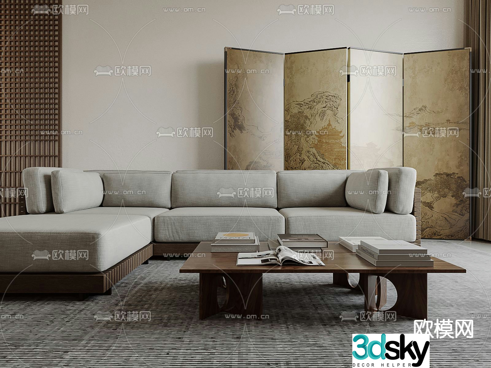 Corner sofa multi-person sofa 3d model