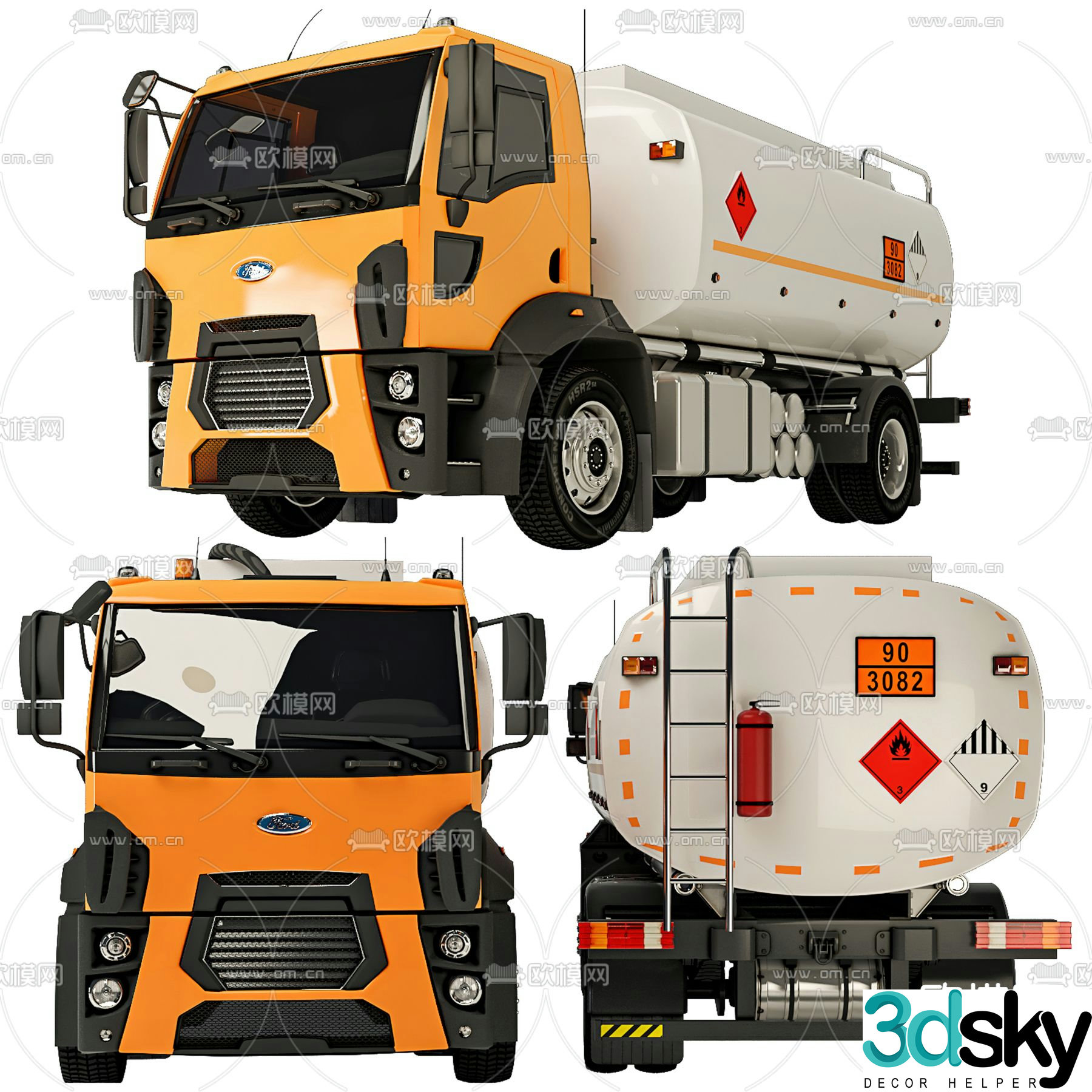 ford truck tanker 3d model