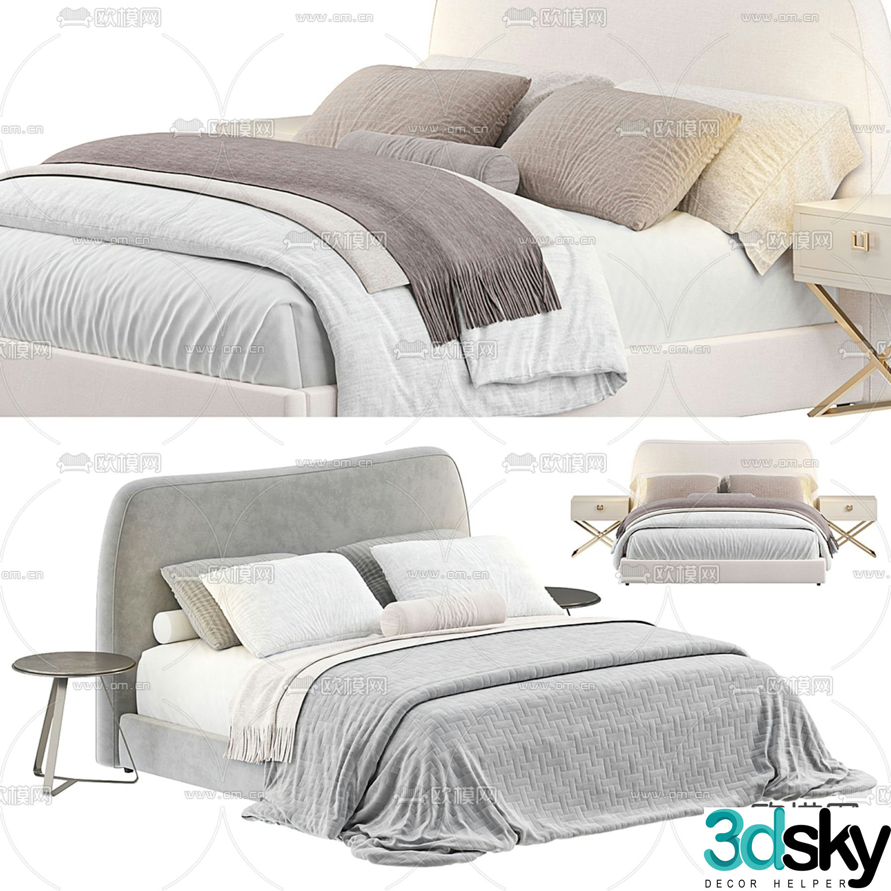 Modern double bed 3d model