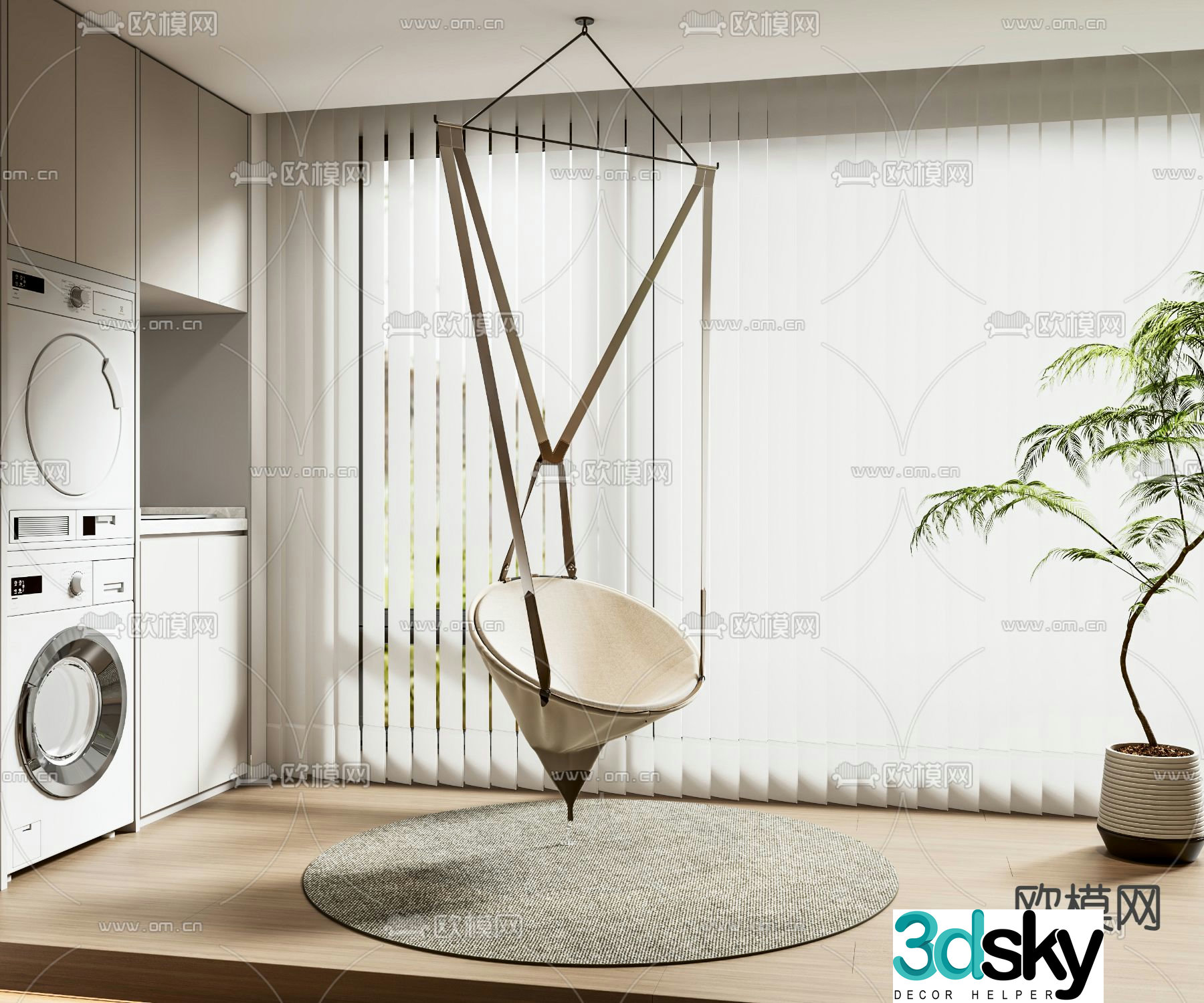 Modern swing hanging chair swing chair 3d model