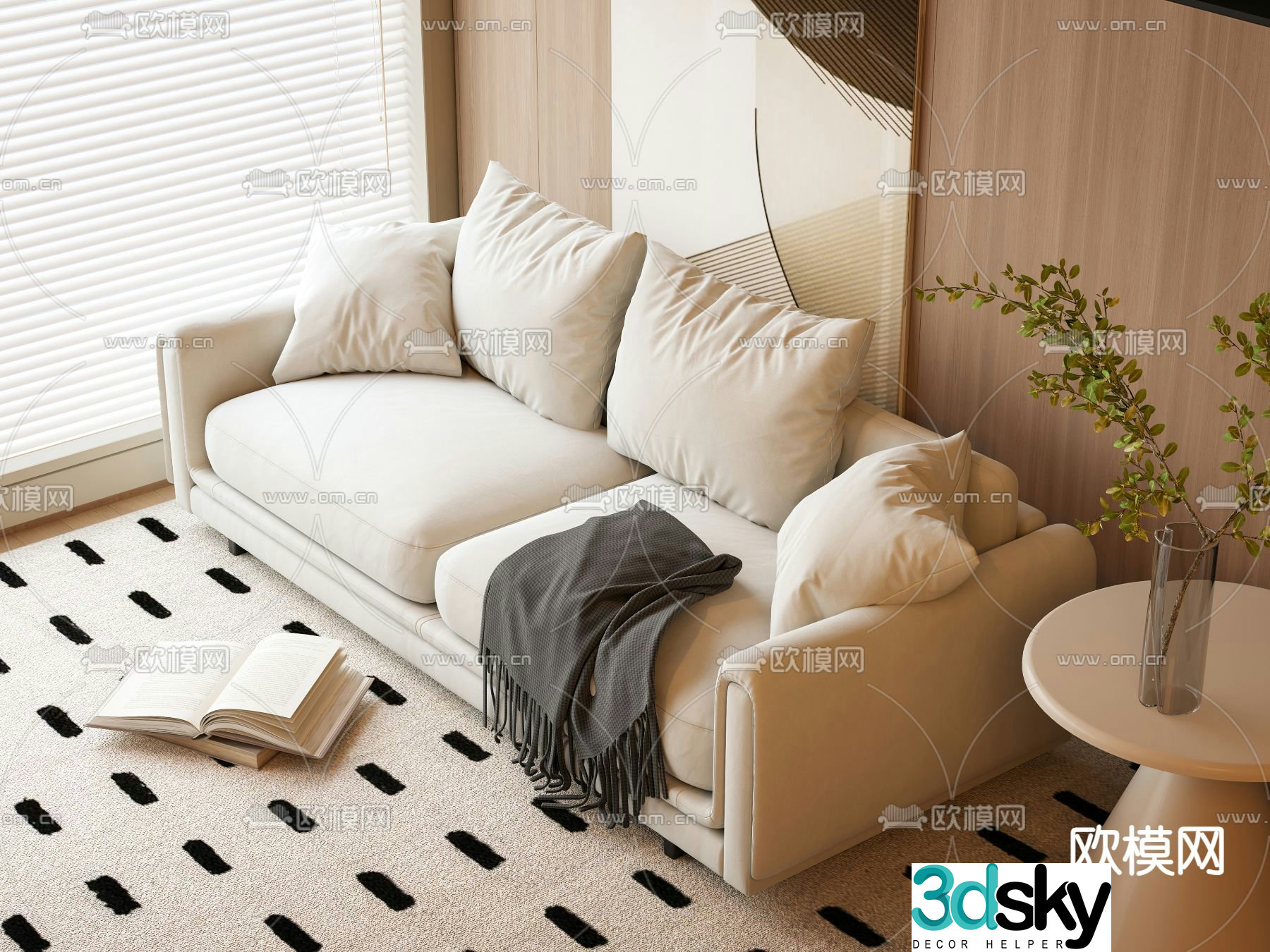 Double sofa upholstered sofa 3d model