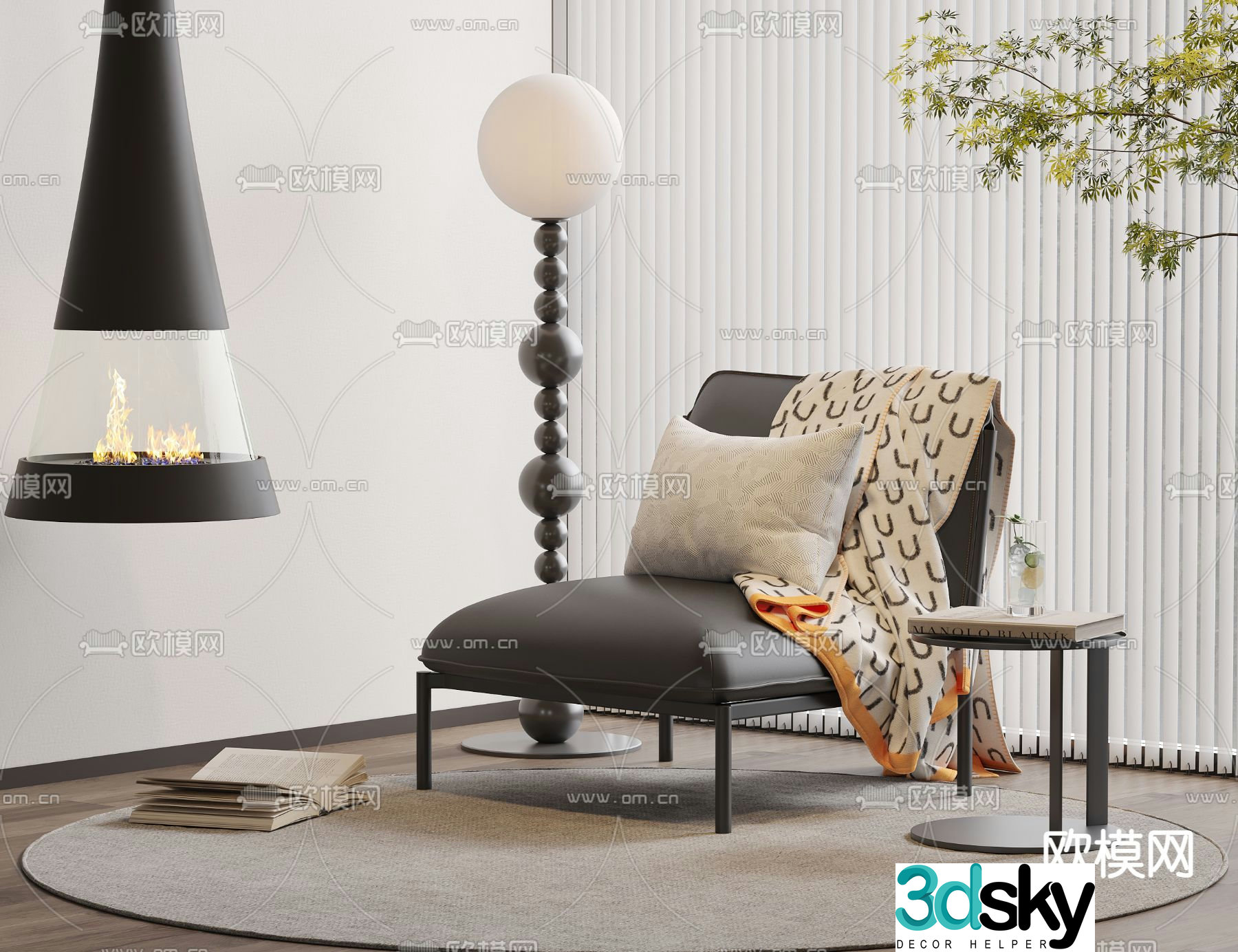 Leather chair lounge chair 3d model