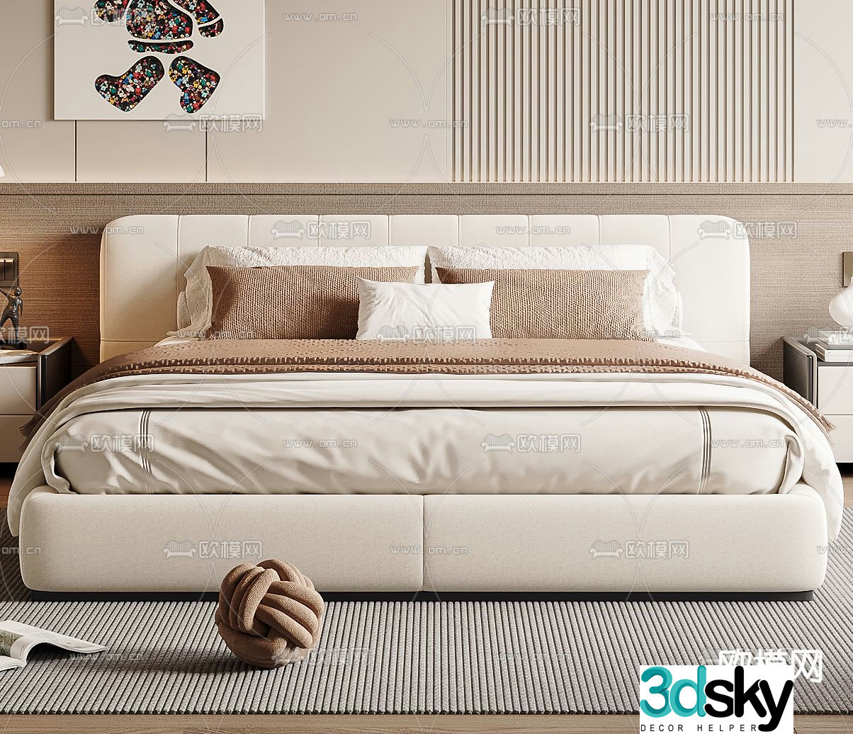 Modern double bed 3d model