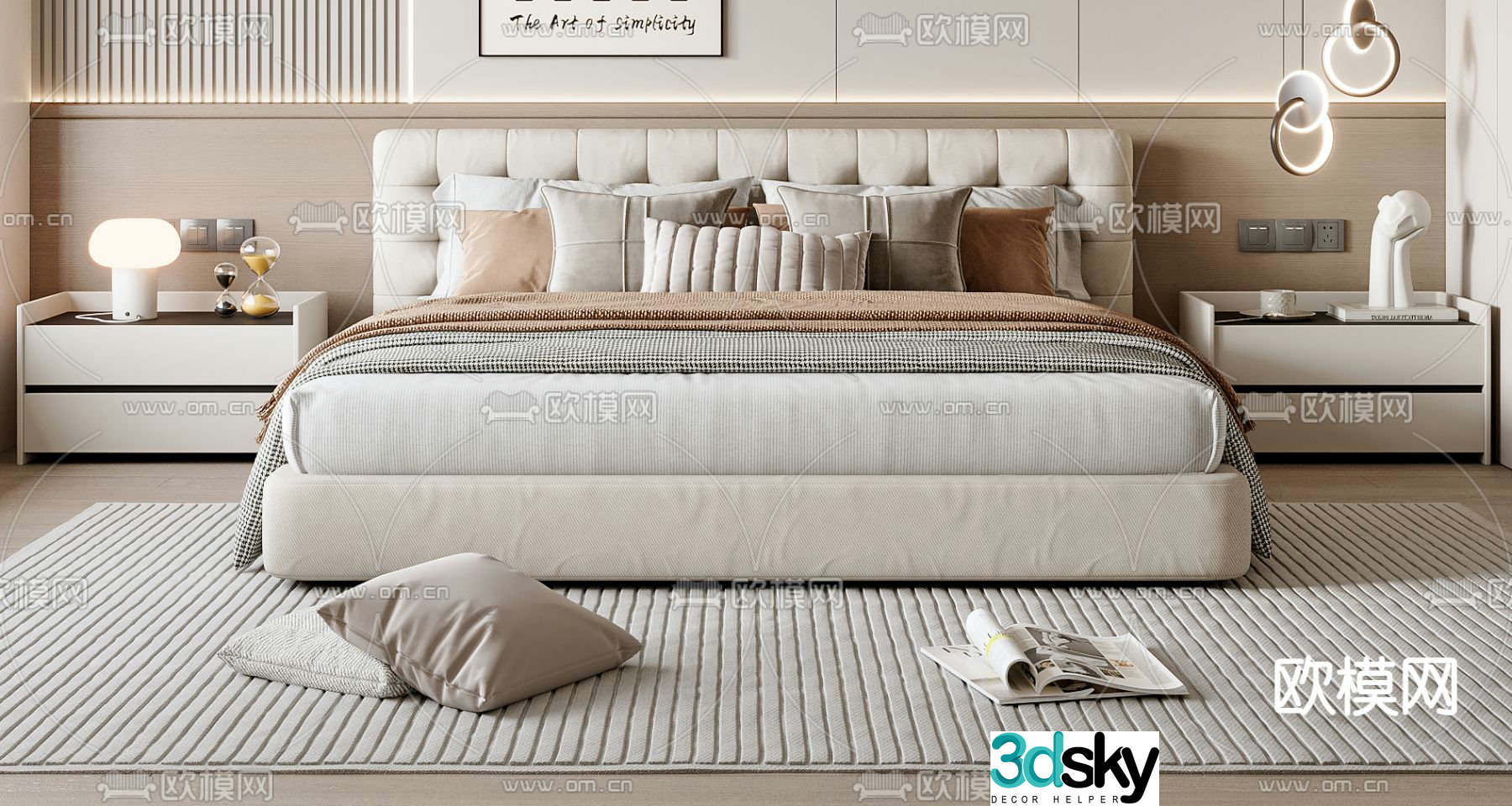 Modern double bed 3d model