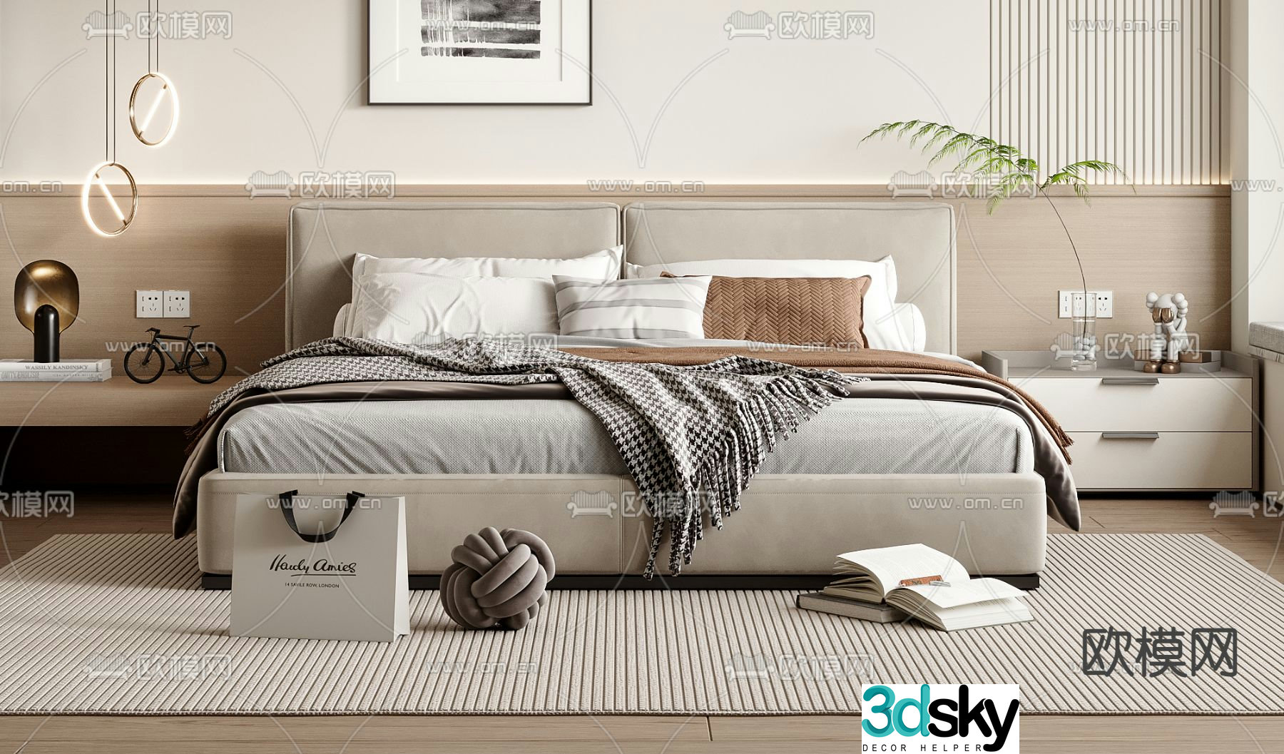 Modern double bed 3d model