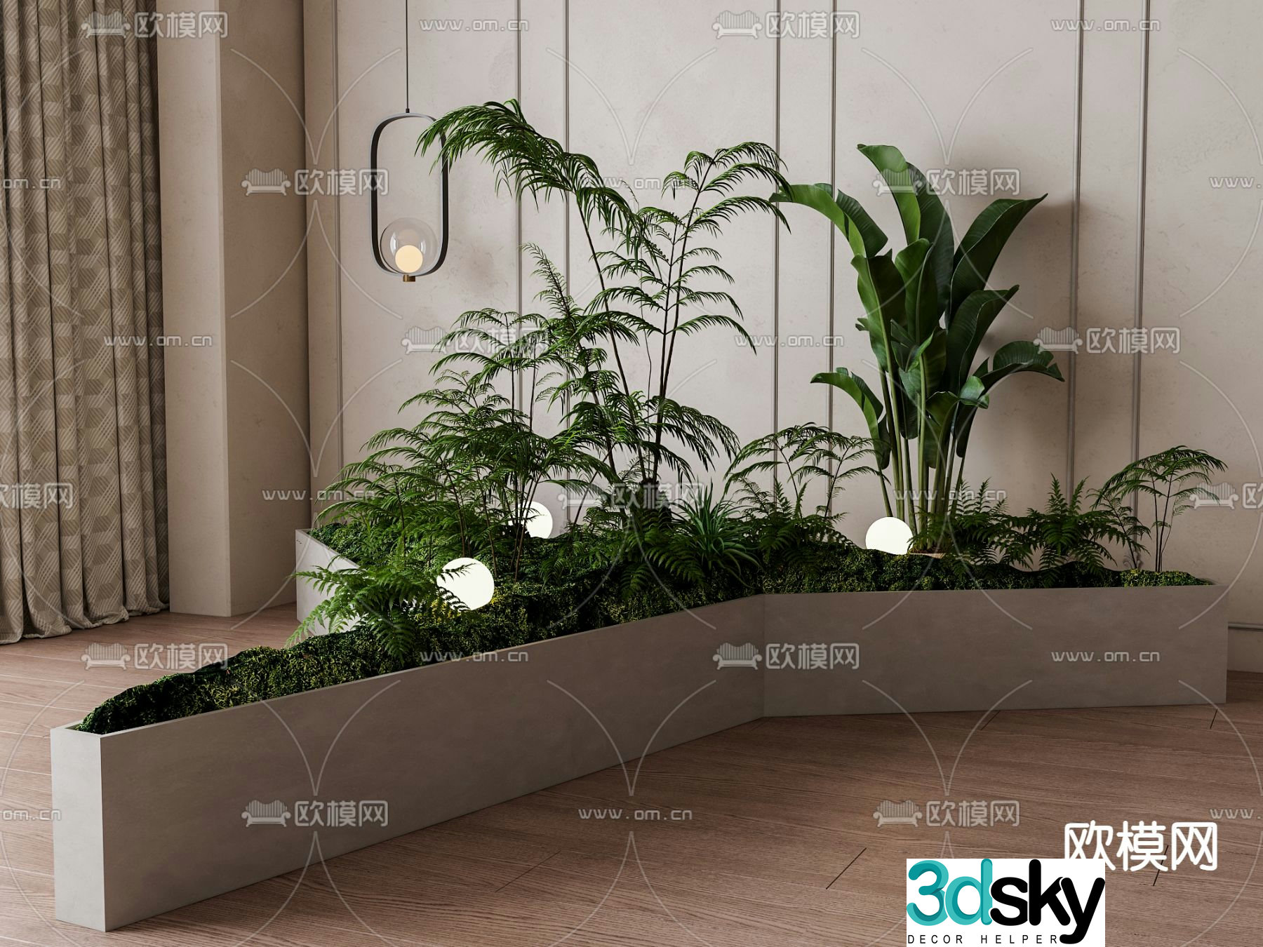 Green plant flower bed flower box 3d model