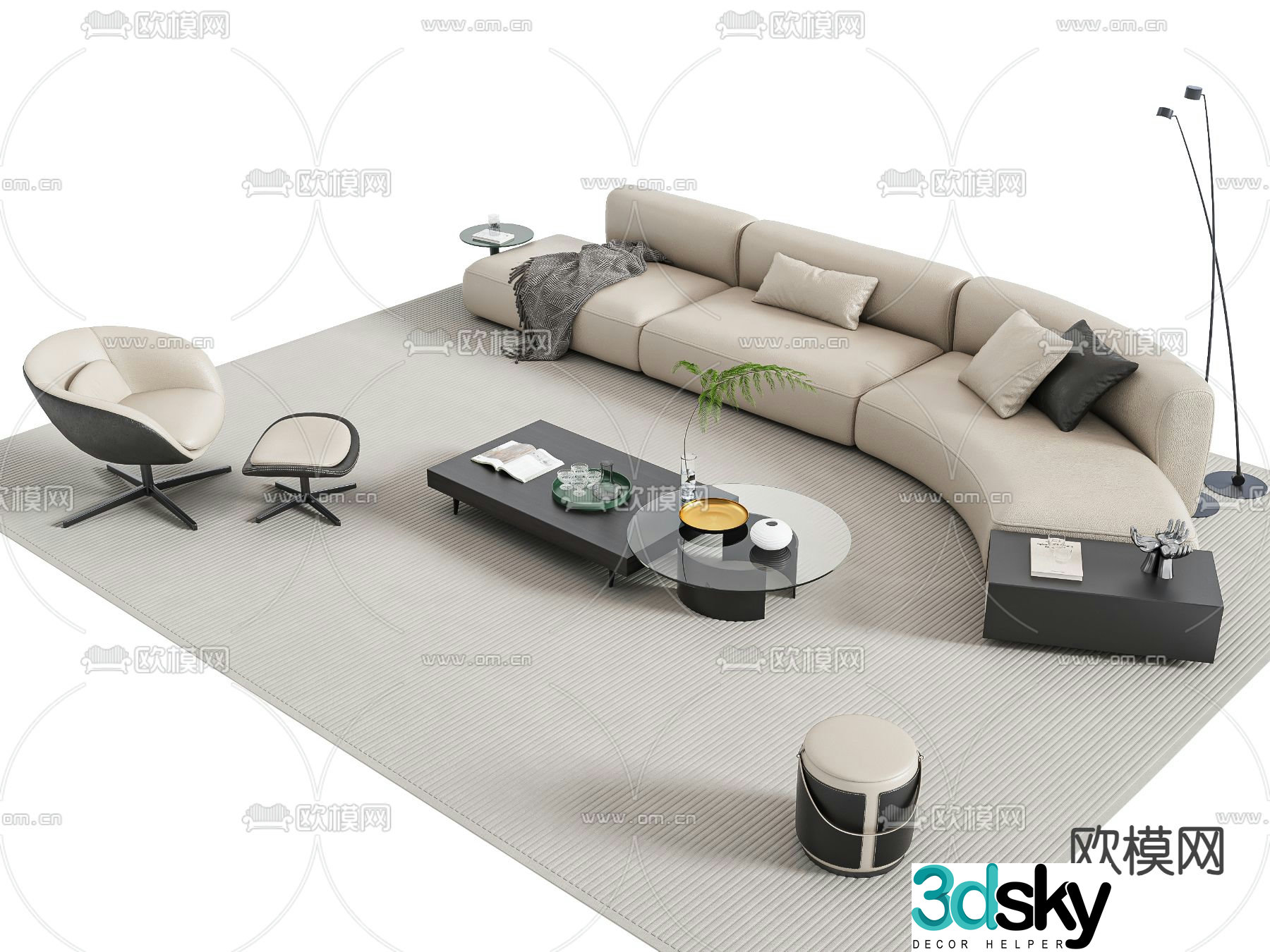 Modern sectional sofa 3d model