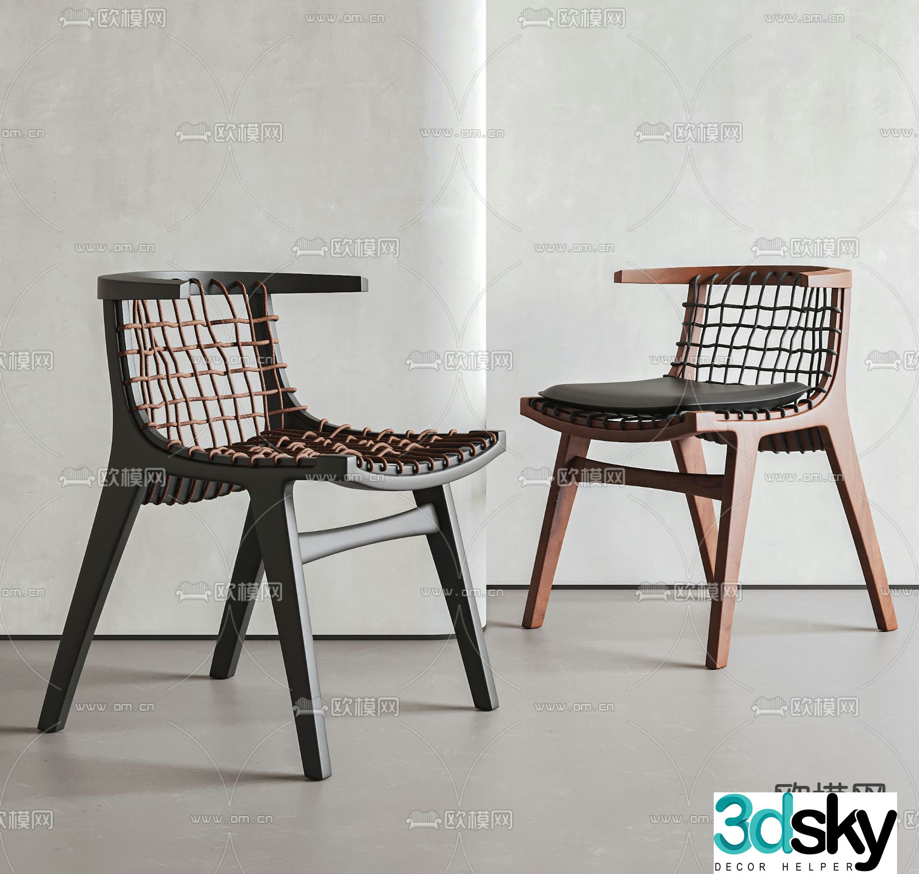 Wabi-sabi chair rattan leisure chair 3d model