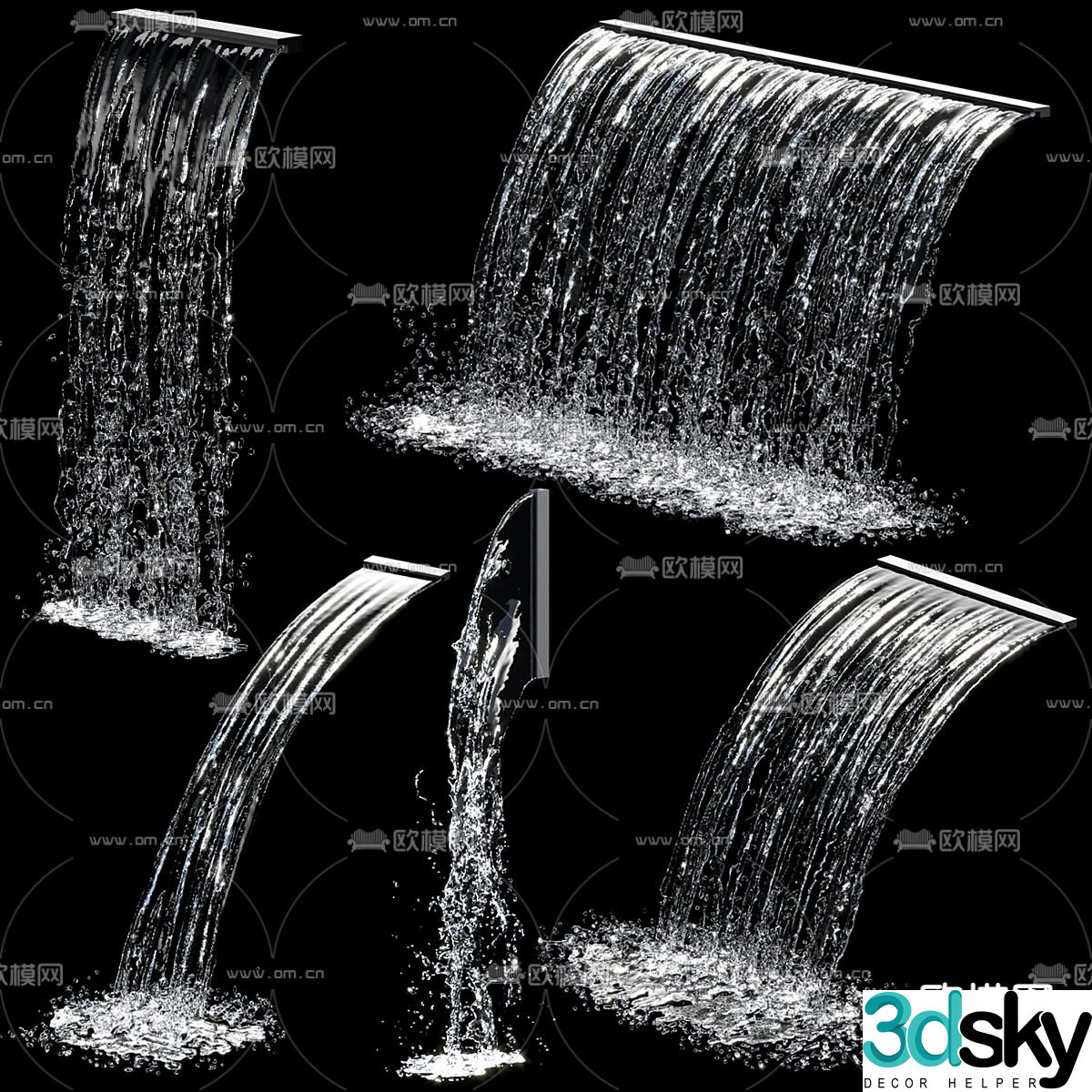 Waterfall falling water water curtain wall 3D model
