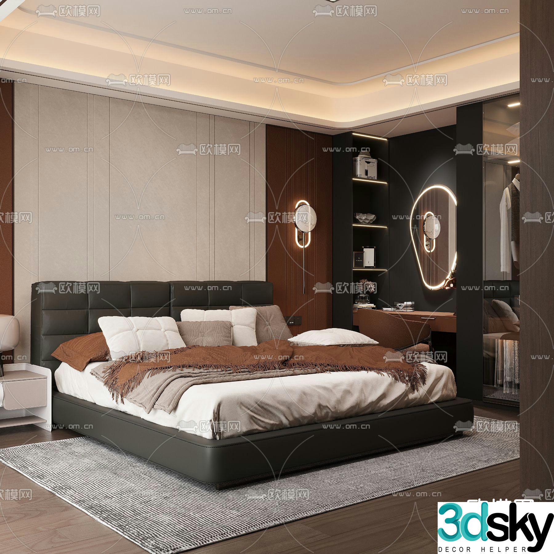 Modern double bed 3d model