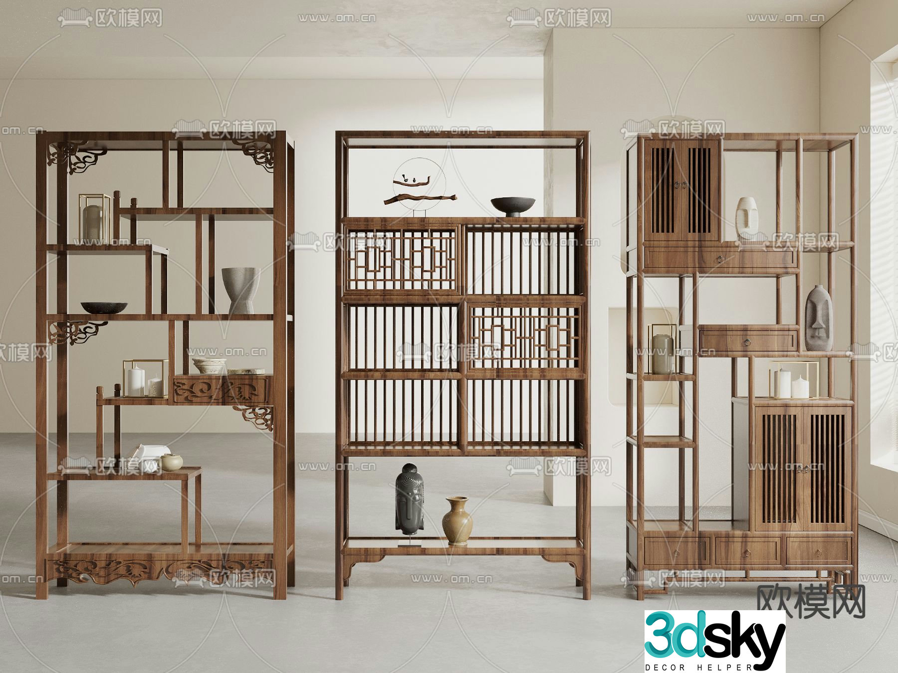 Bogu Shelf New Chinese style storage rack Display rack 3D model