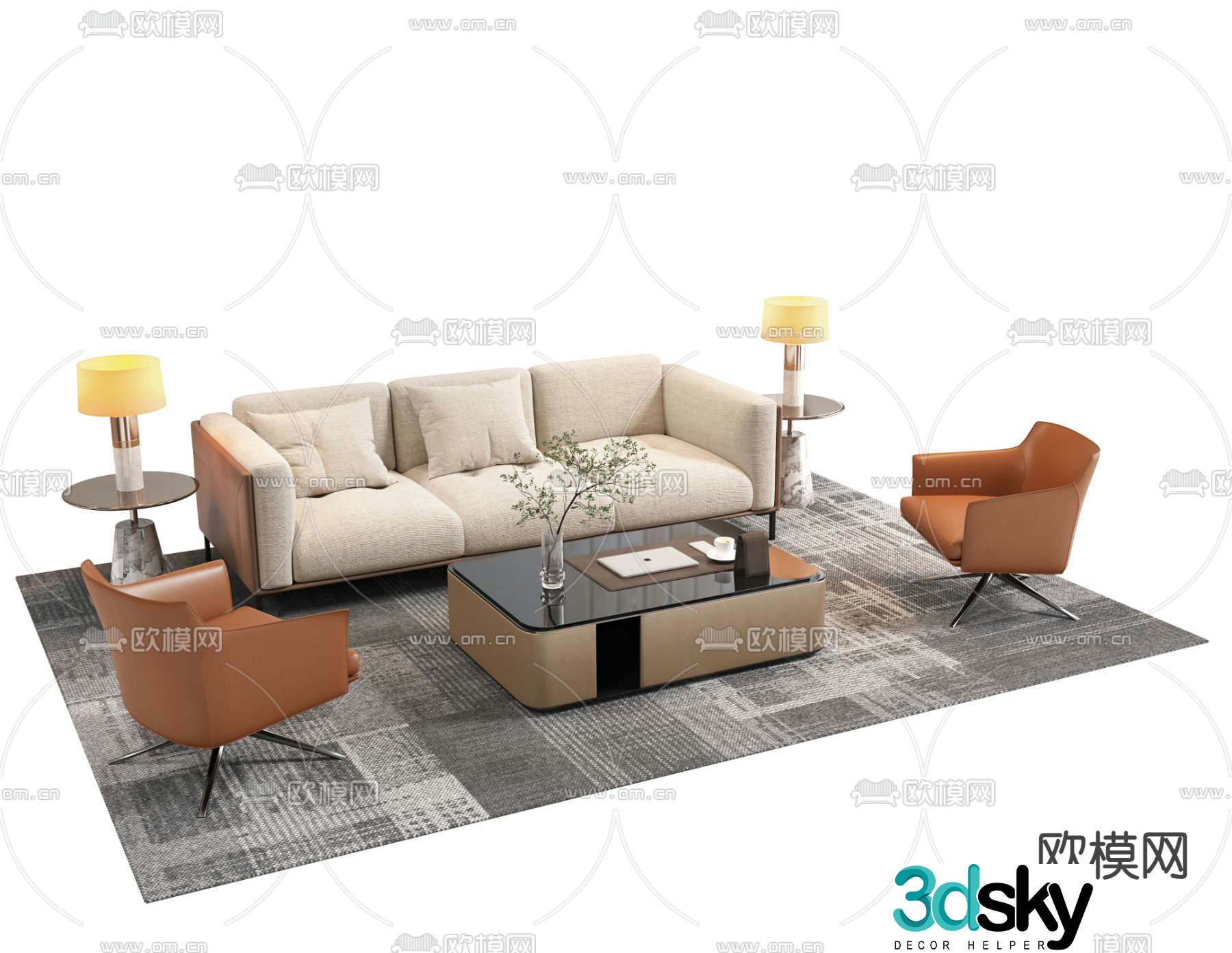 Sectional sofa office sofa 3d model