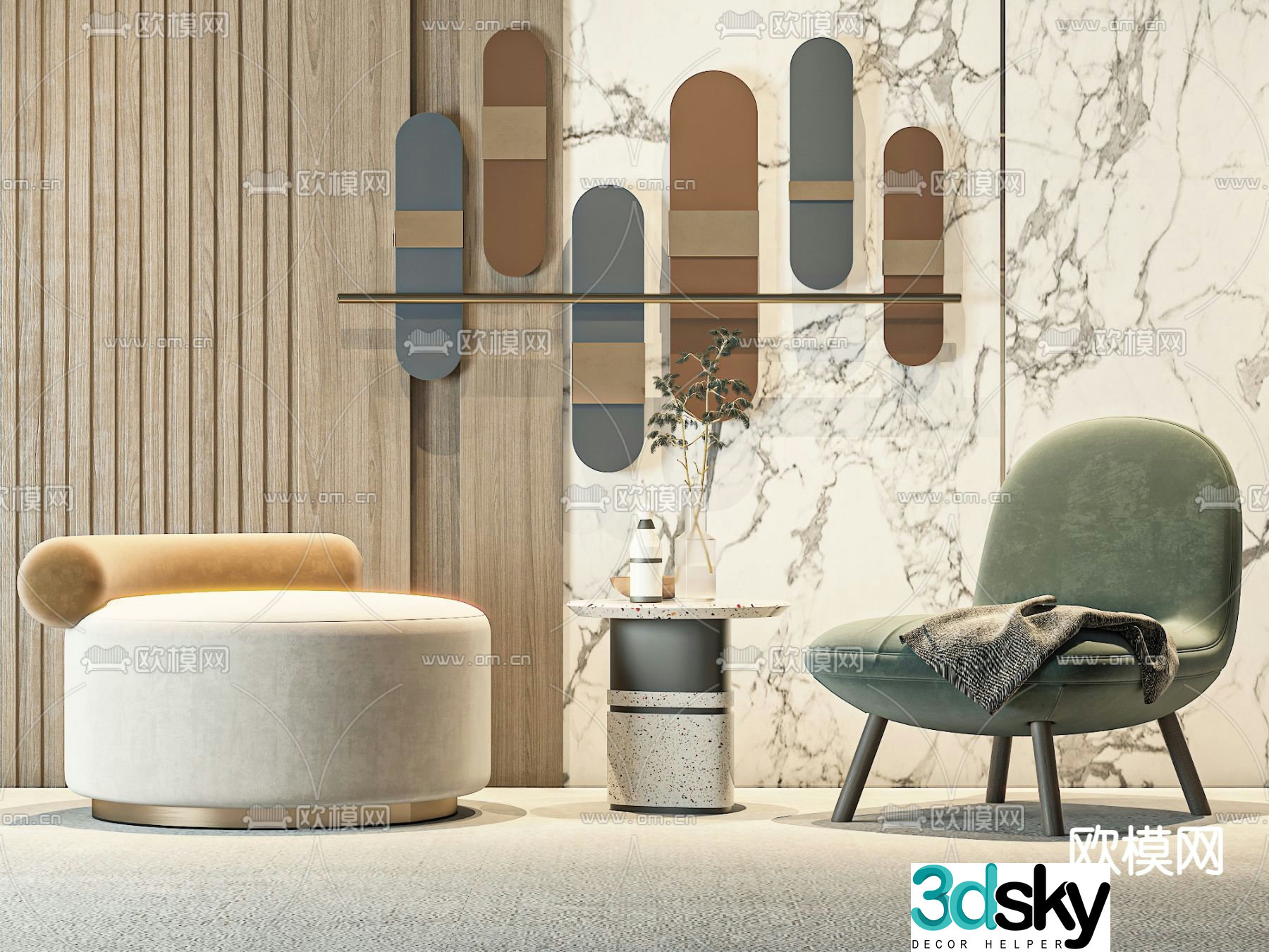 Modern leisure chair single sofa 3d model