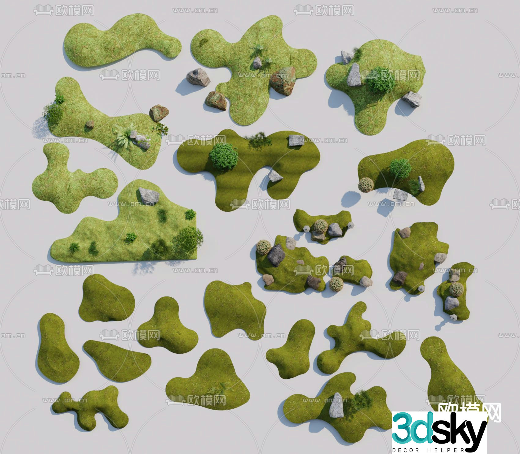 Landscape sketch micro-terrain moss green space 3D model