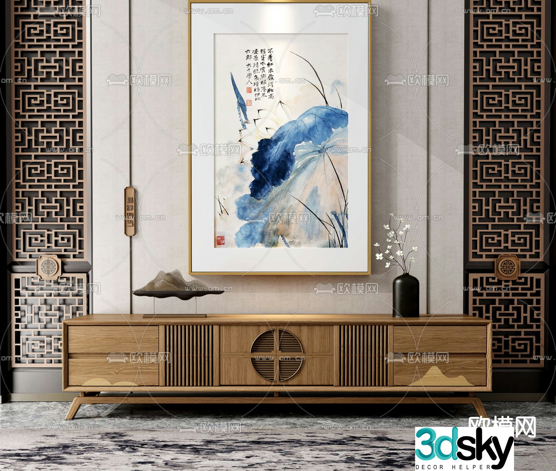 New Chinese style TV cabinet 3d model