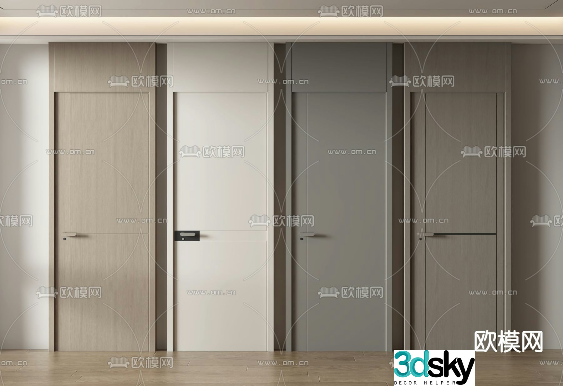 Modern door ceiling door bedroom door 3d model