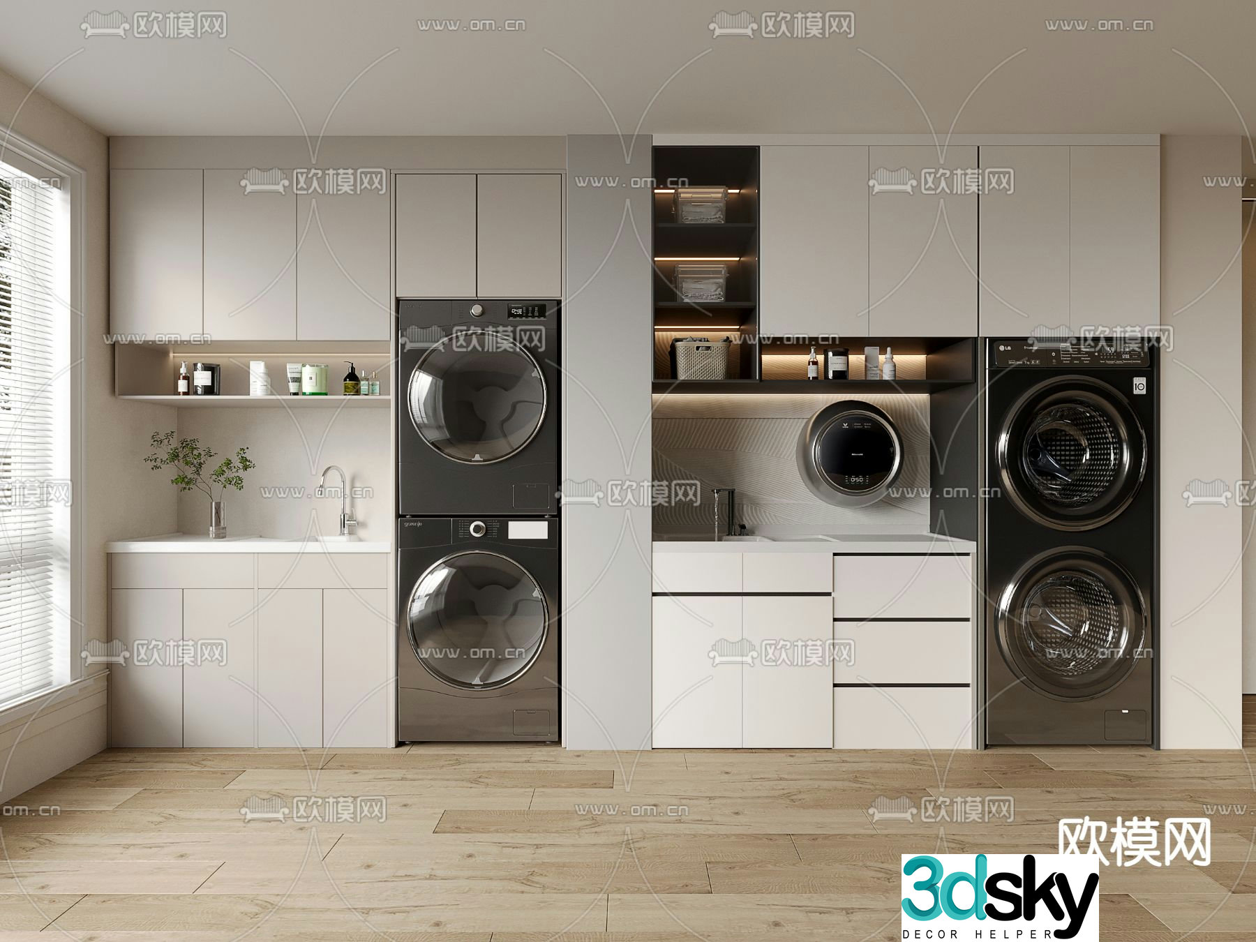 Balcony cabinet washing machine cabinet 3d model