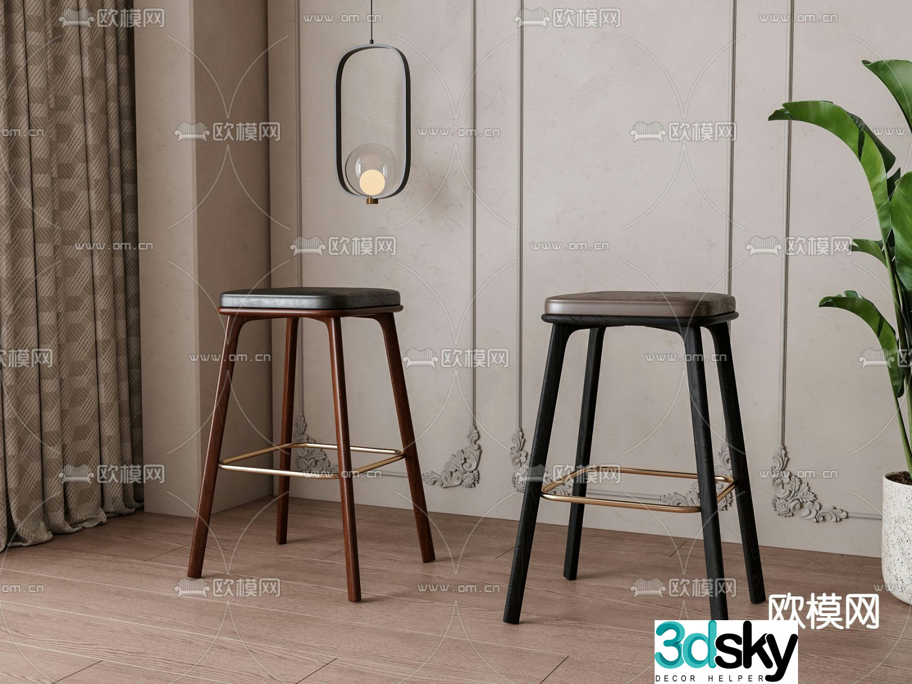 bar stool bar stool high stool 3d model