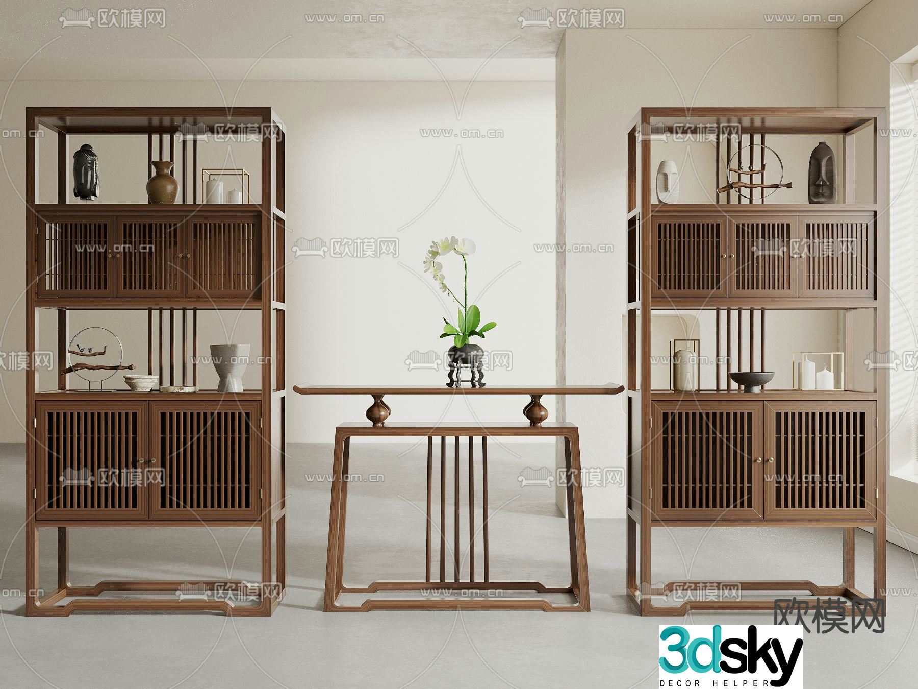 Bogu rack tea cabinet new Chinese style storage rack display rack 3D model