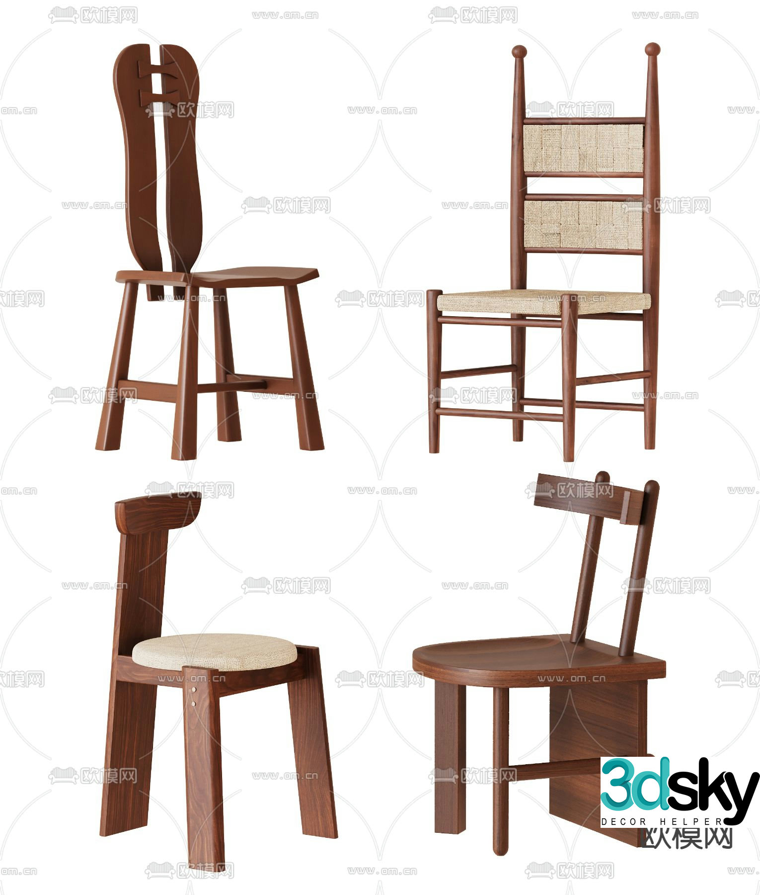 Medieval style chair dining chair 3d model