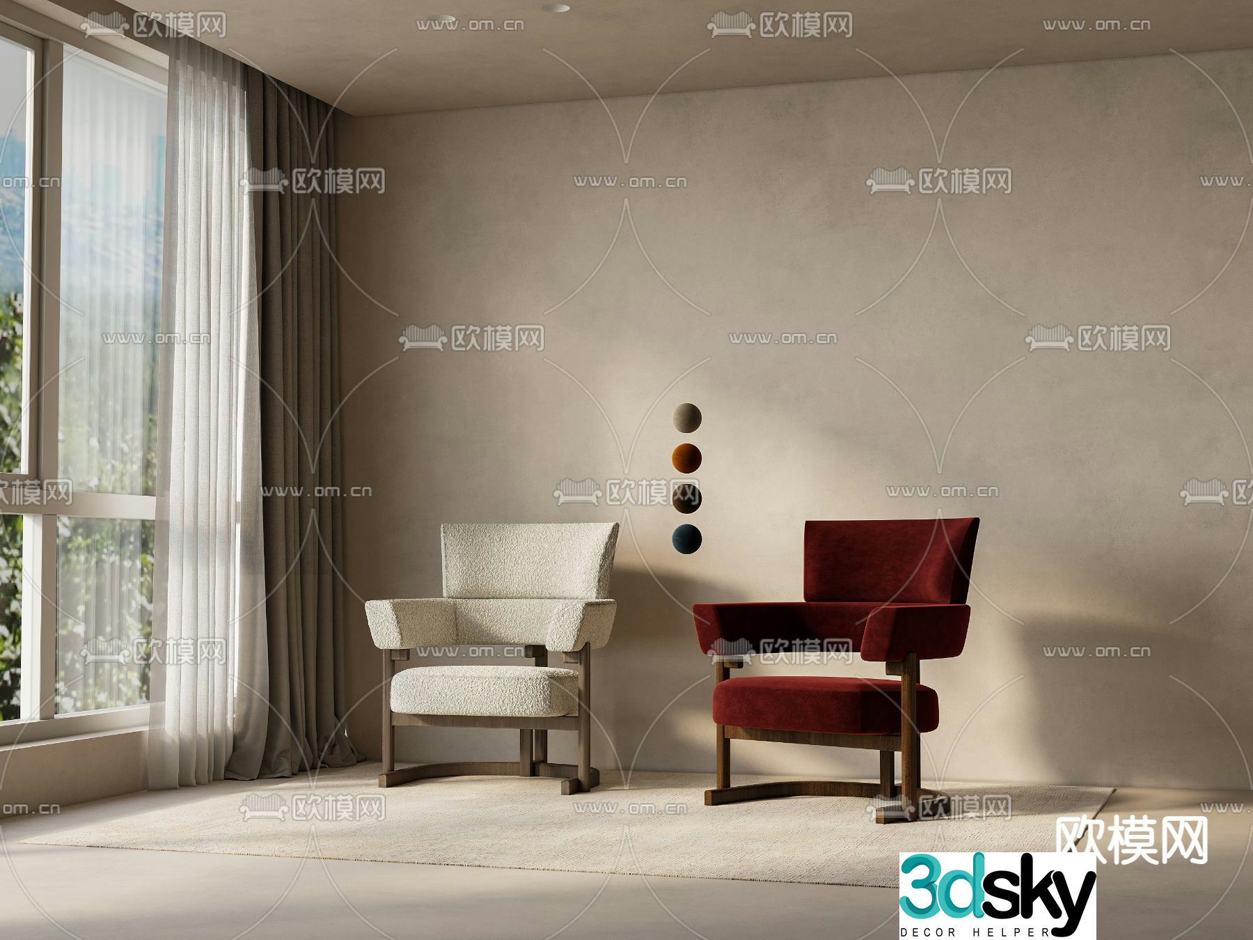 New Chinese style chair leisure chair 3d model