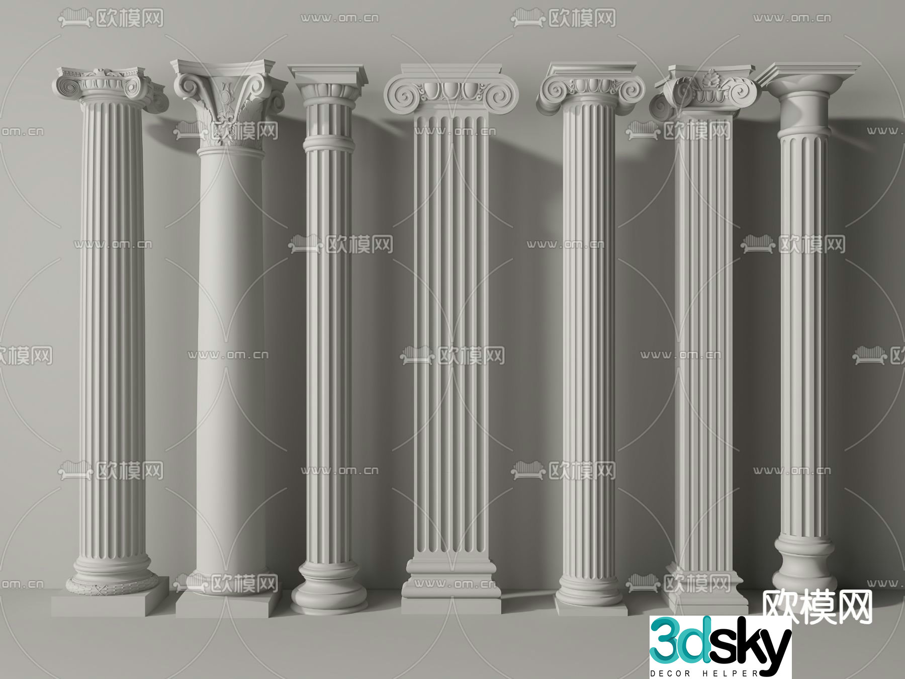 European column Roman column gypsum column 3d model