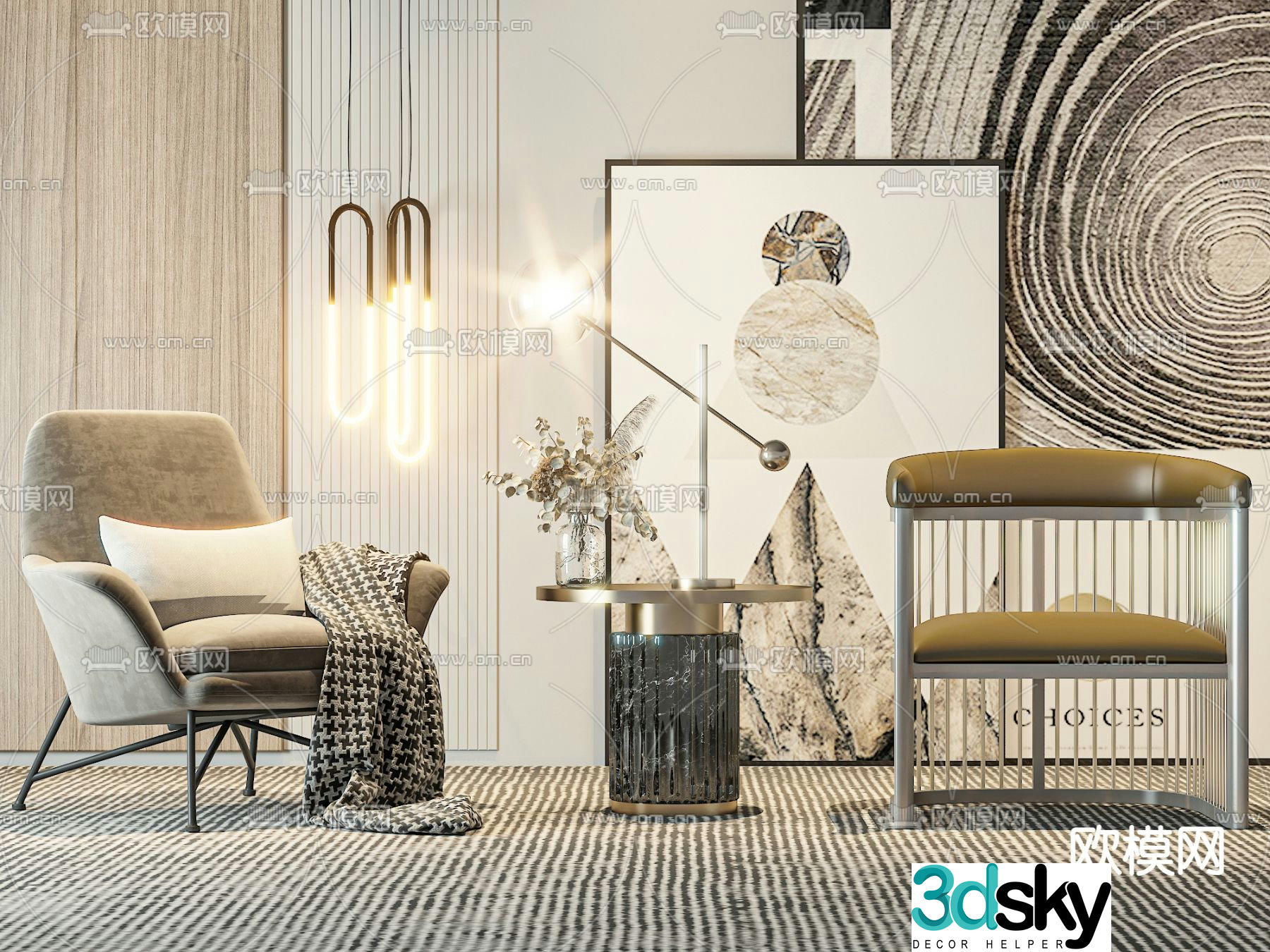 Light luxury sofa chair leisure chair 3d model