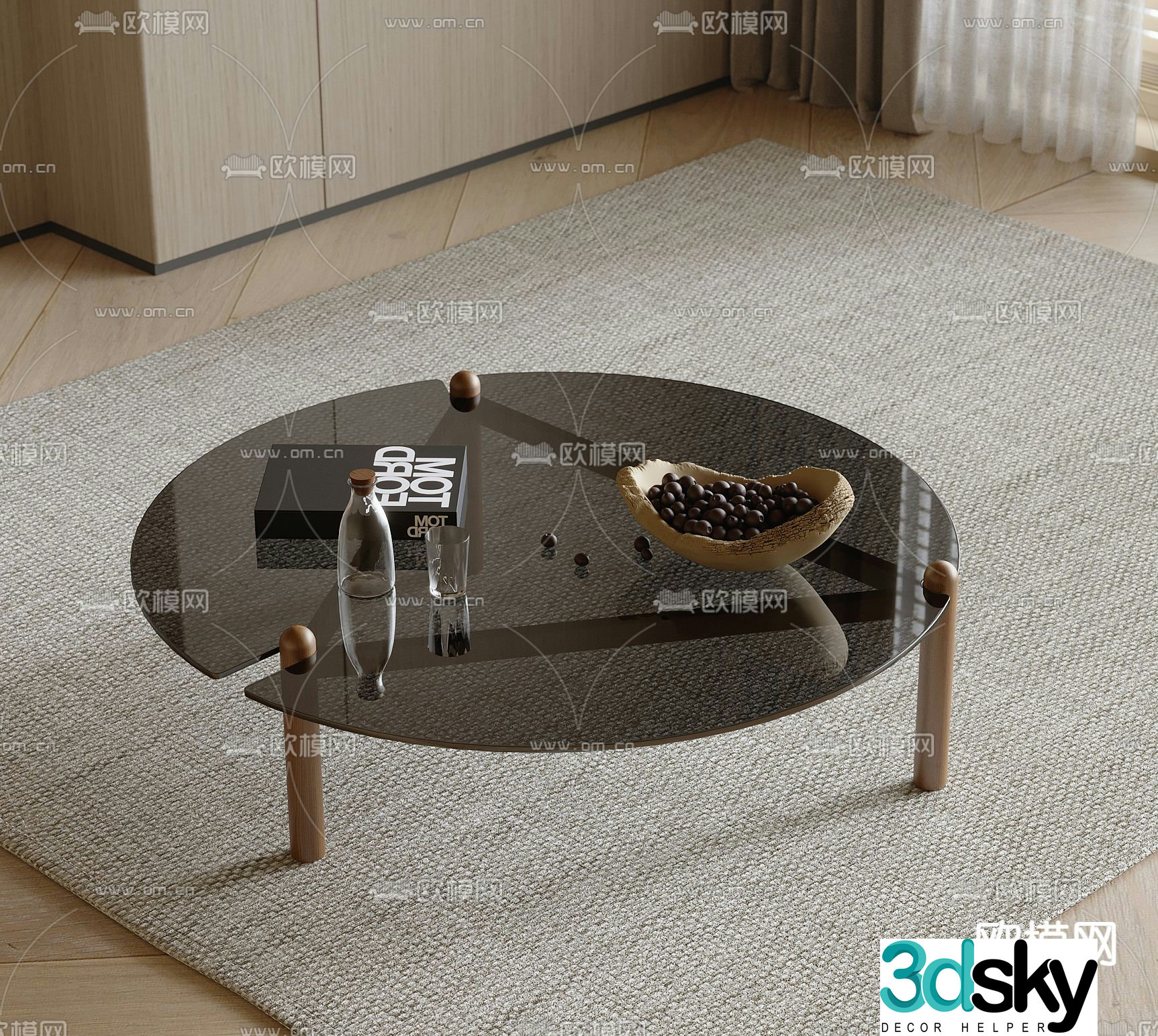 Glass coffee table 3d model