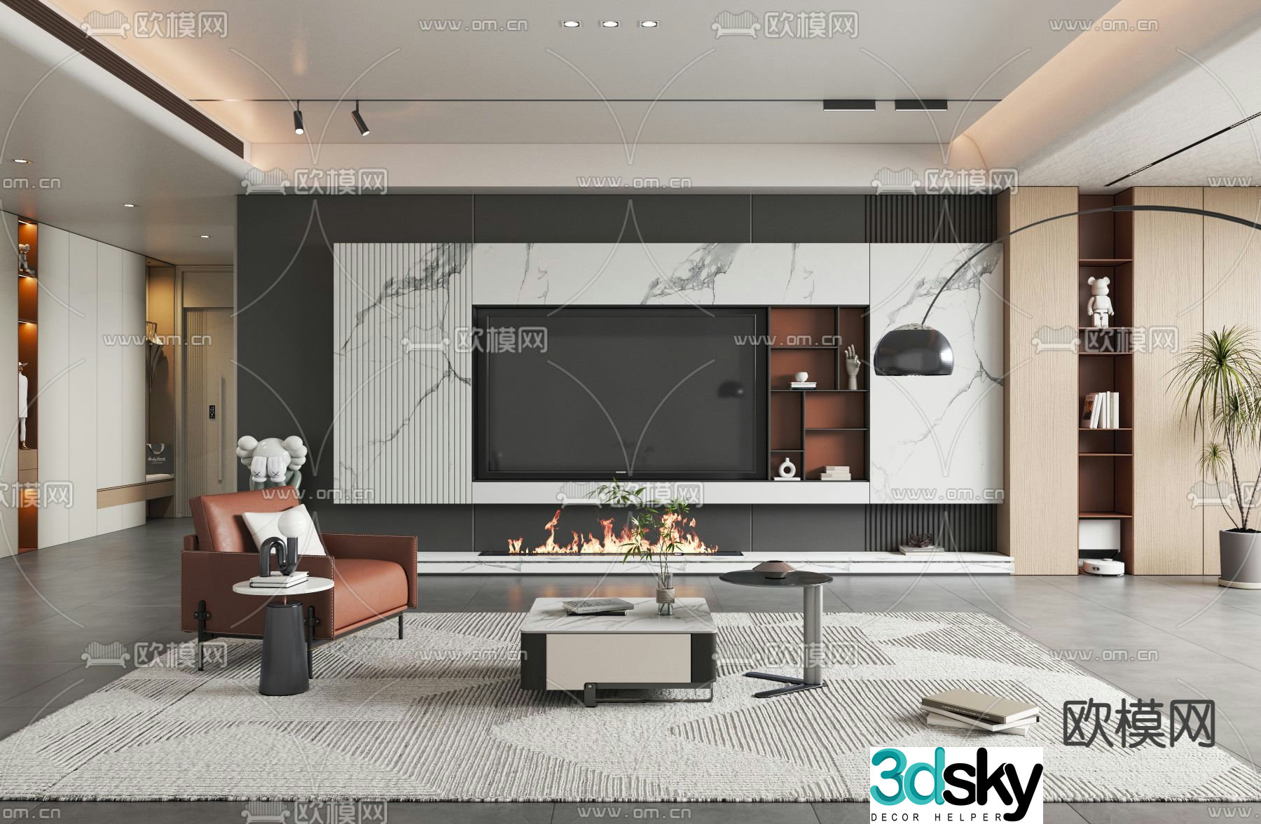 3d model of TV background wall